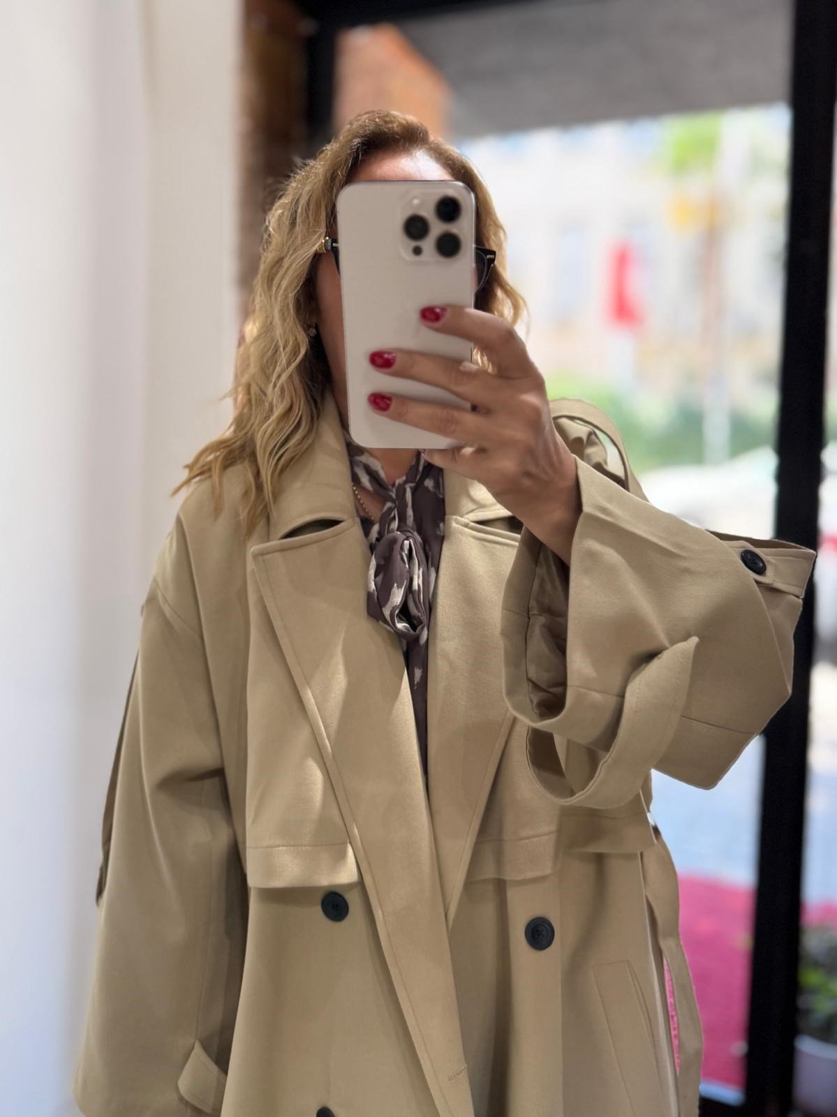Premium Apoletli Poliviskon Trench Caramel