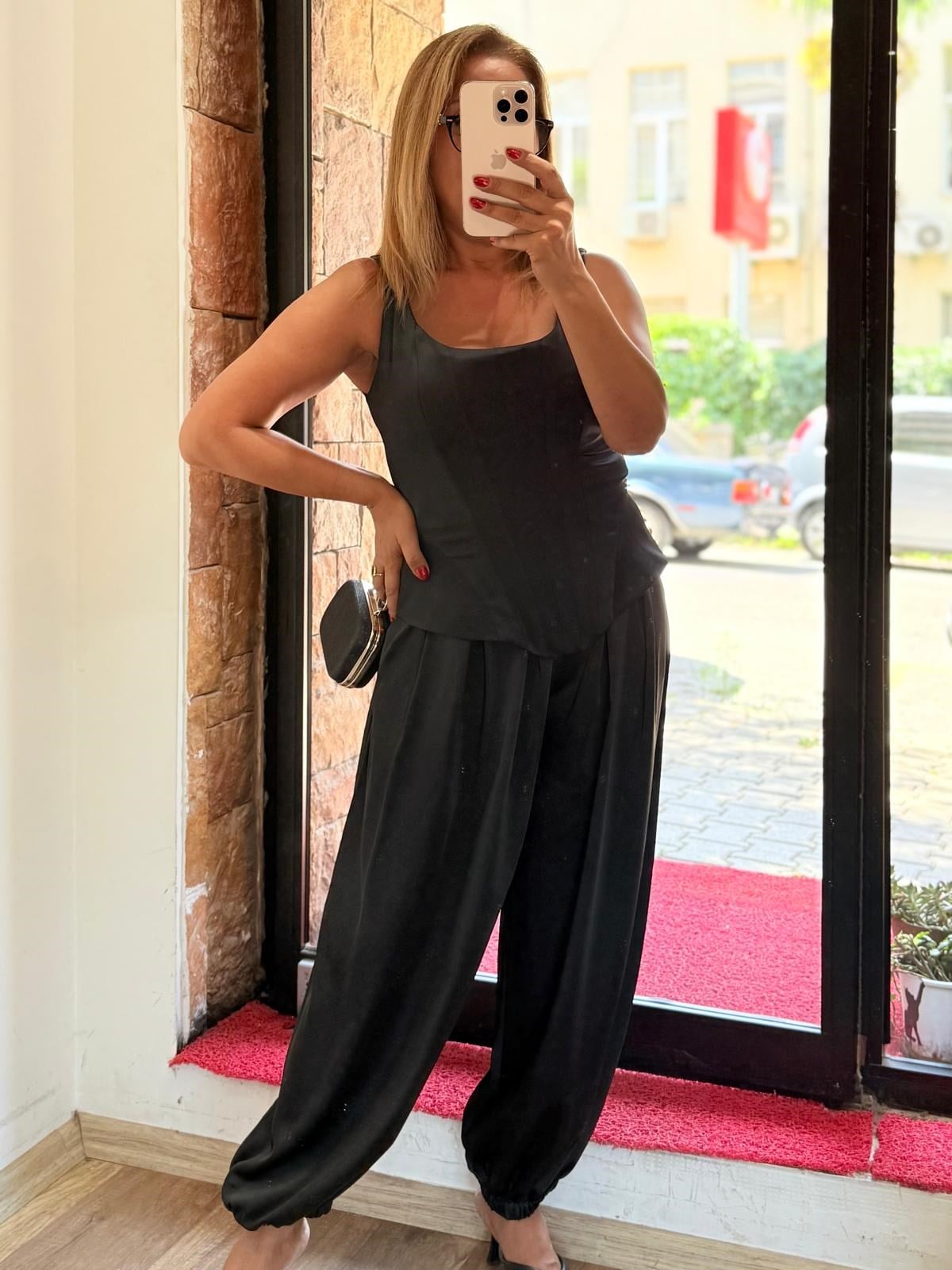 Premium Korse Şalvar Pantolon Saten Takım