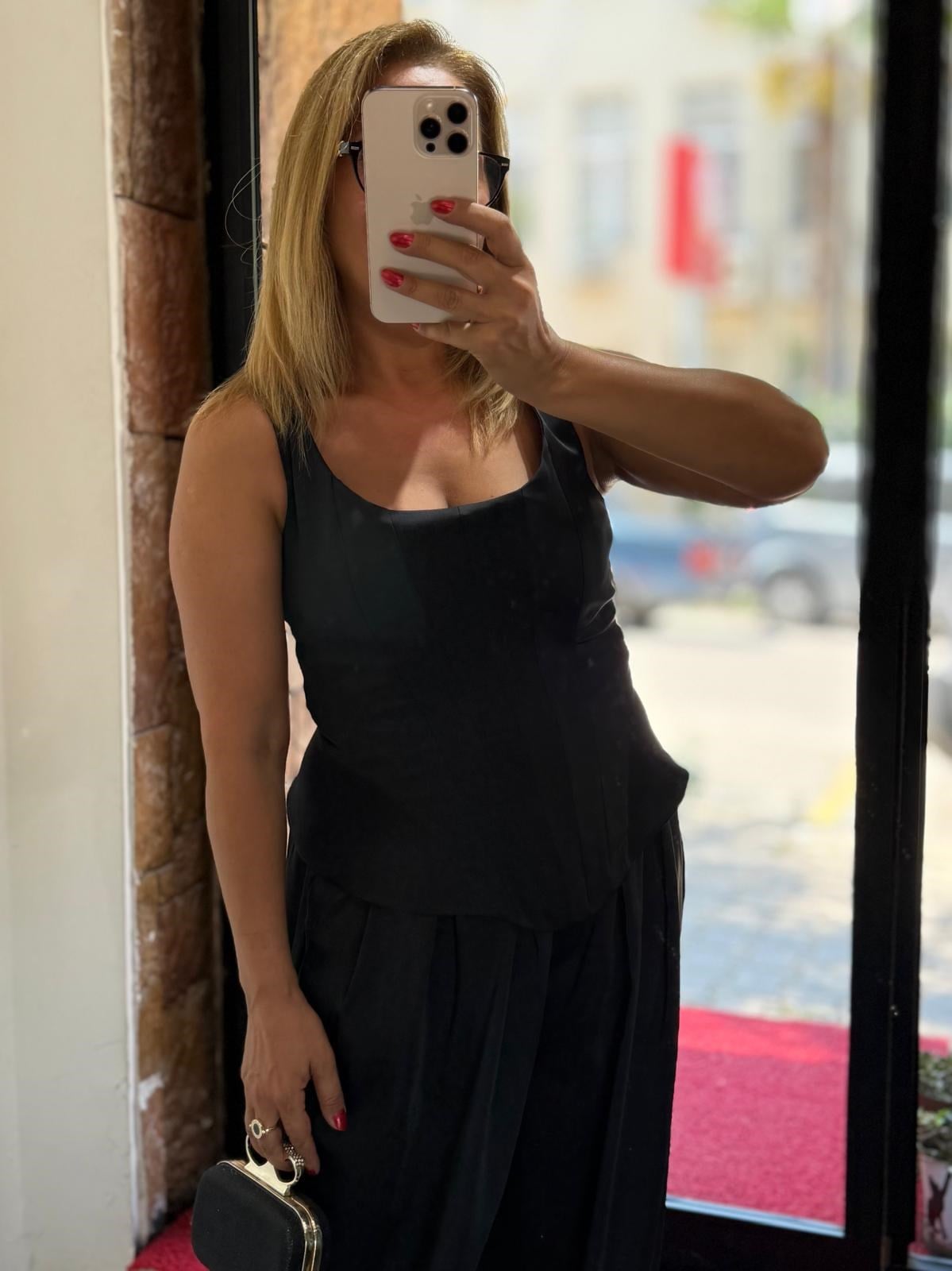 Premium Korse Şalvar Pantolon Saten Takım