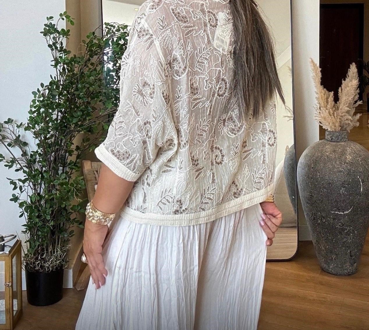 Premium Nakış Detaylı Merserize Hırka 
