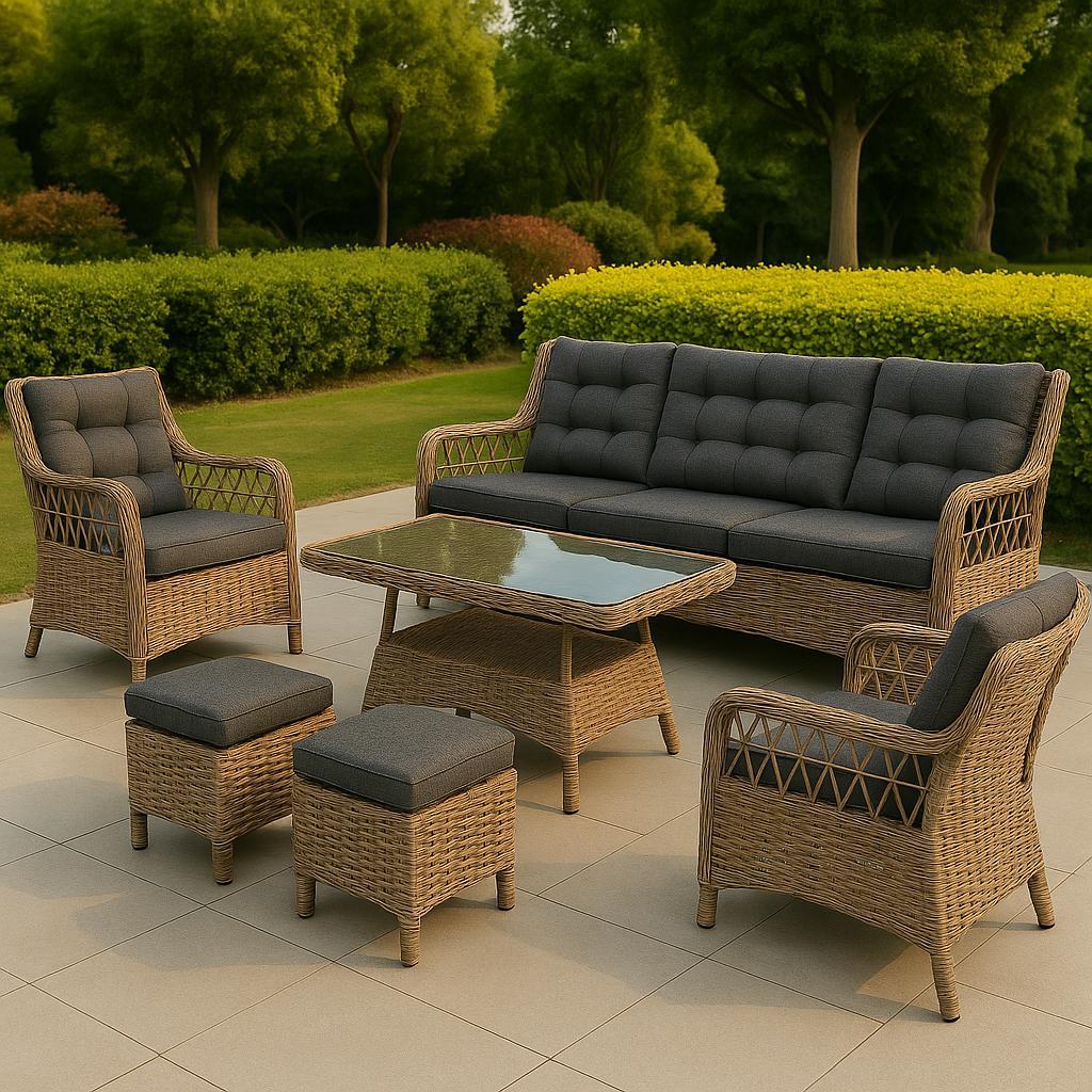 Açelya Rattan Bahçe Takımı 3+1+1 – Cappuccino