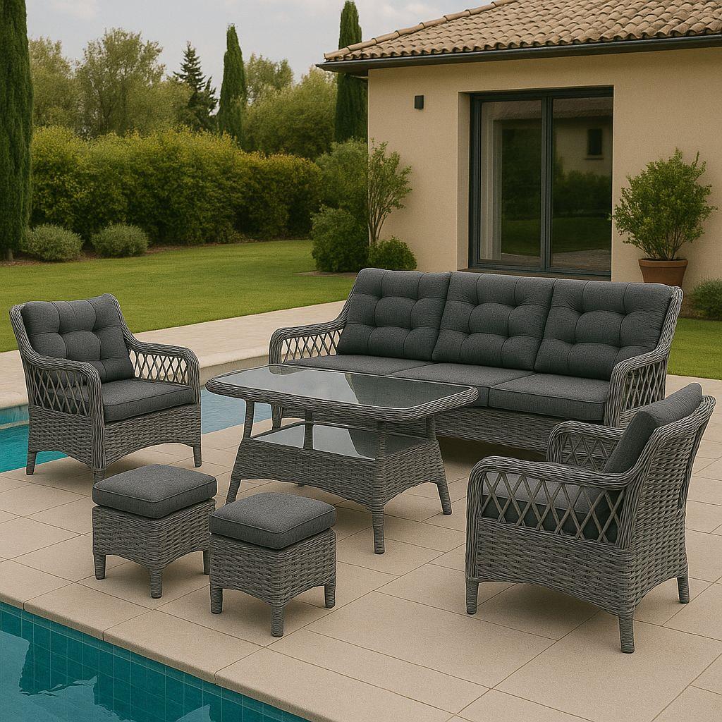 Açelya Rattan Bahçe Takımı 3+1+1 – Gri