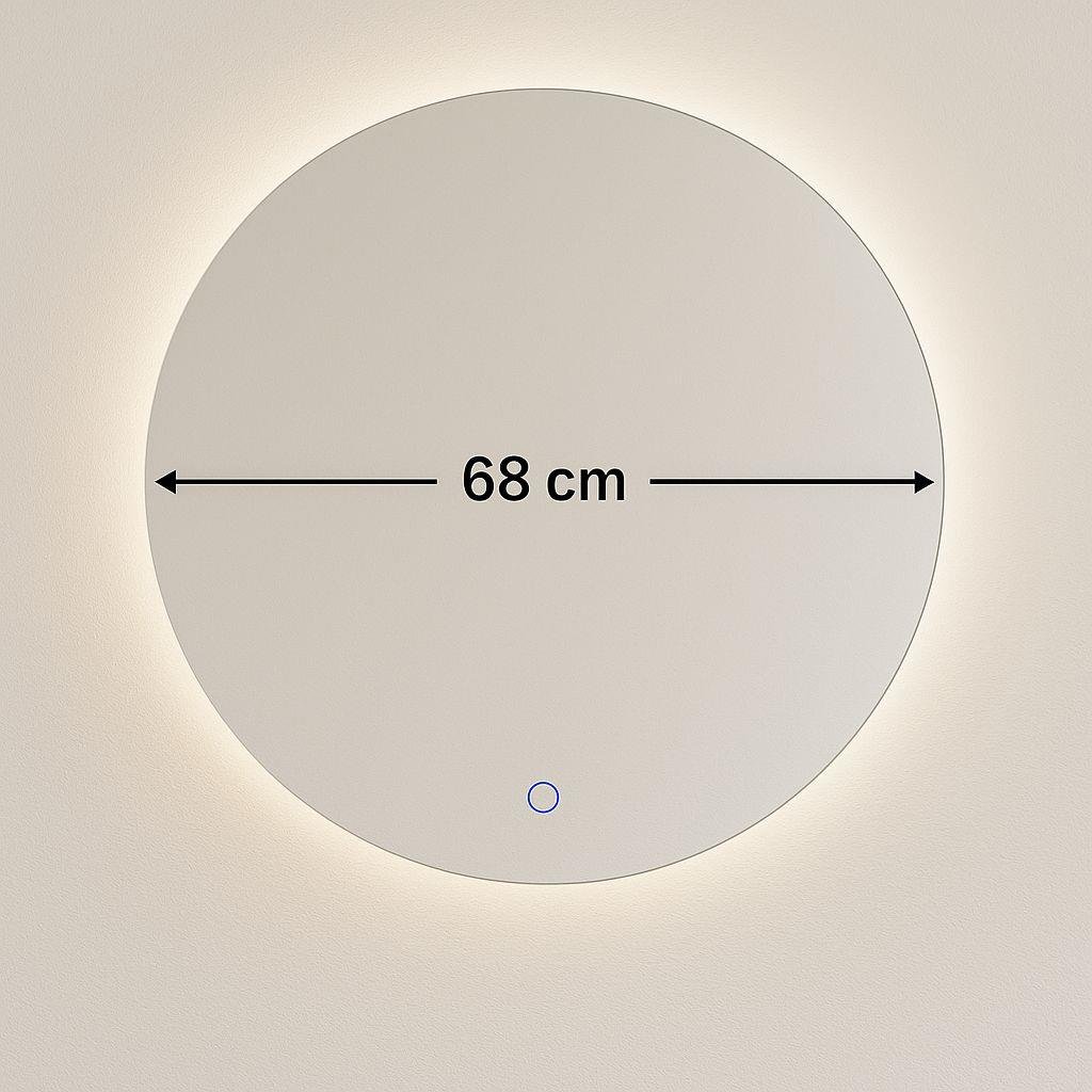 Beyaz LED Işıklı Yuvarlak Dokunmatik Ayna