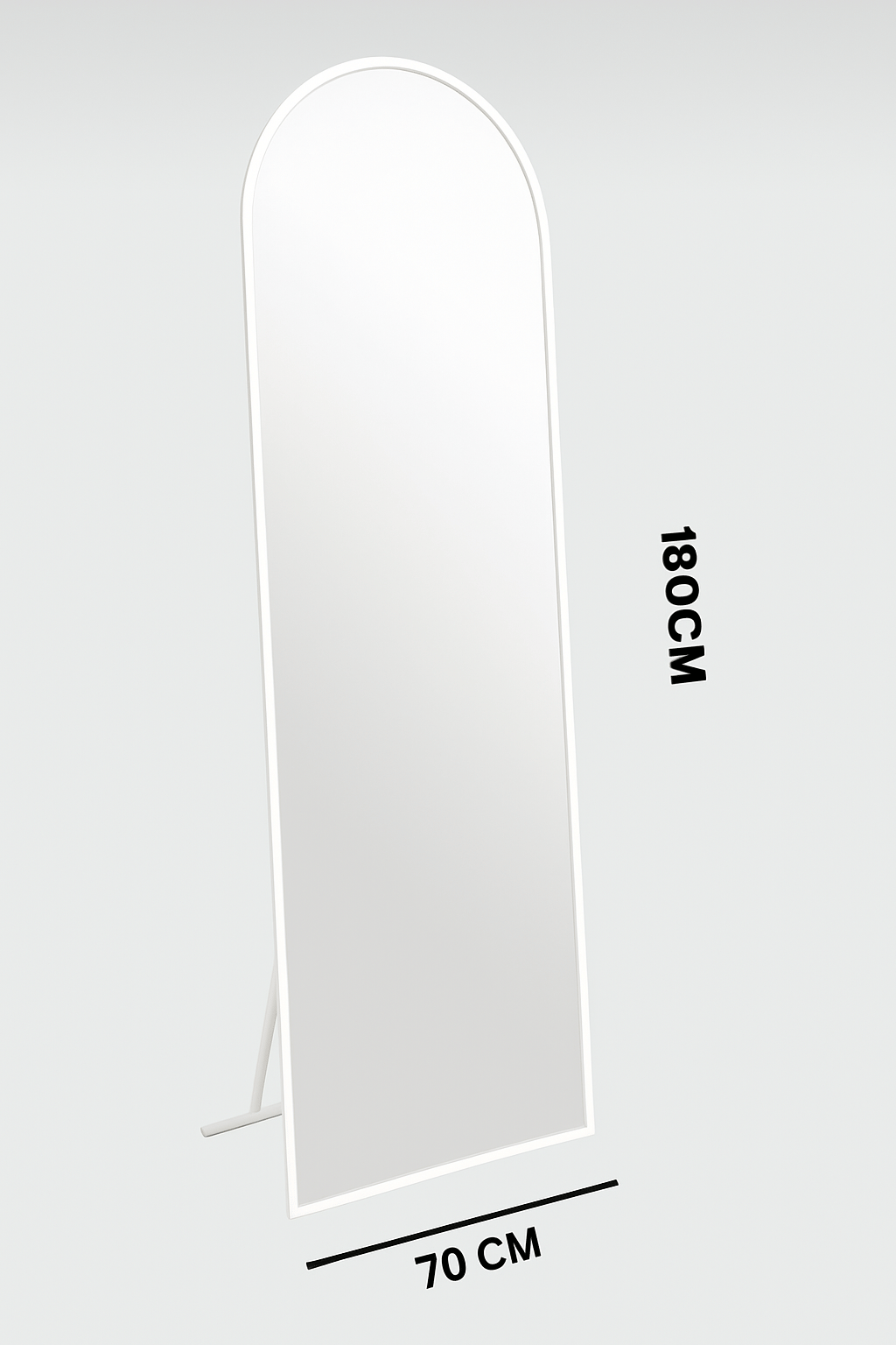 Beyaz Oval Formlu Ayaklı Boy Aynası (180x70)