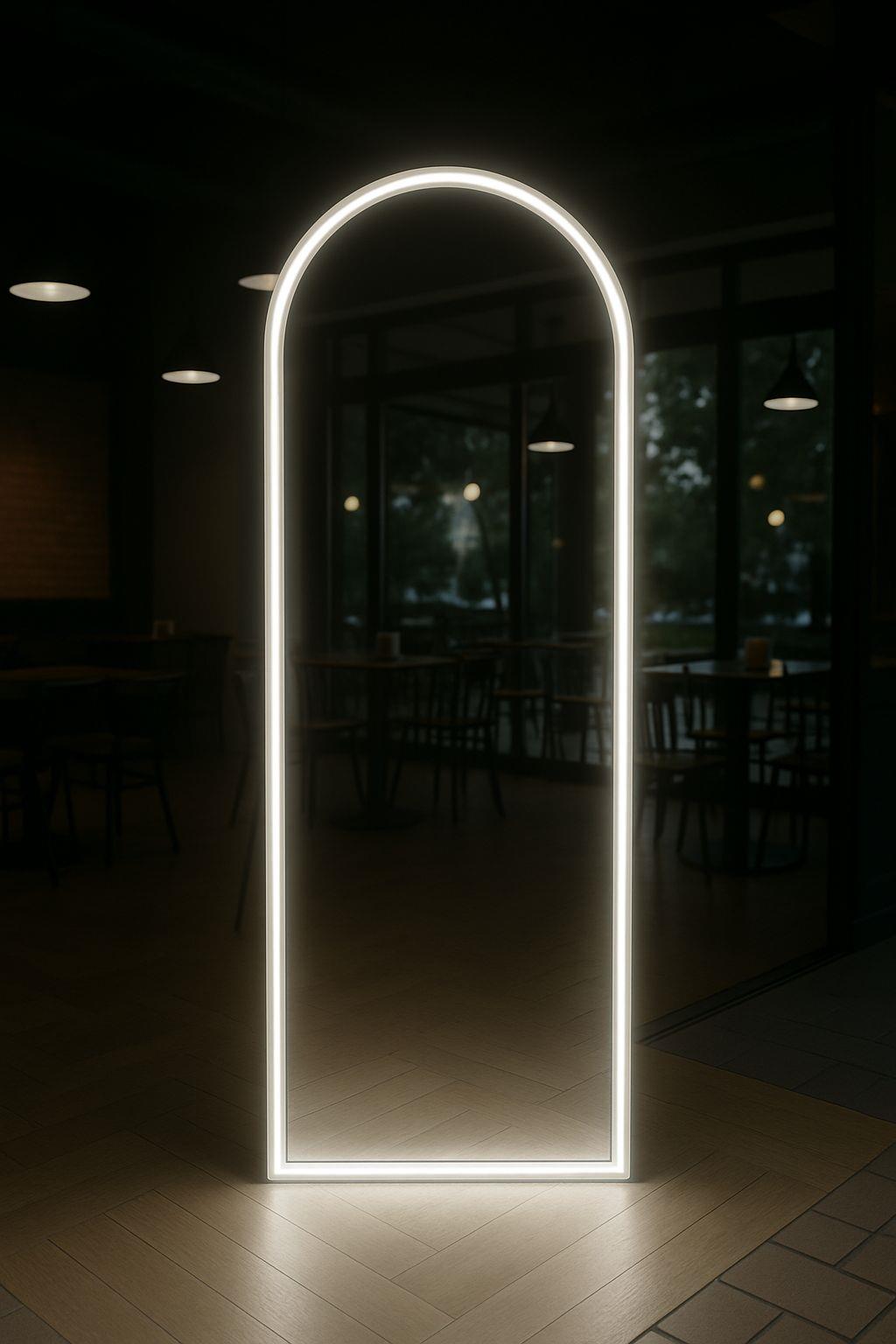 Gold Çerçeveli Beyaz LED Işıklı Modern Ayna