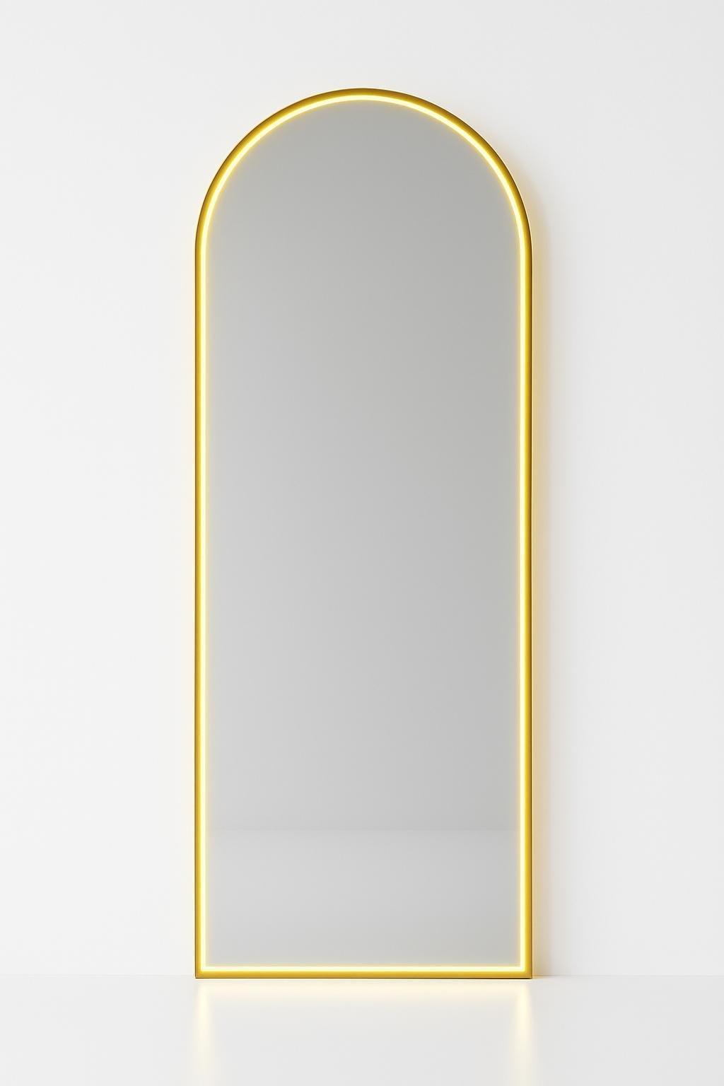 Gold Çerçeveli Gün Işığı Aydınlatmalı Modern Ayna