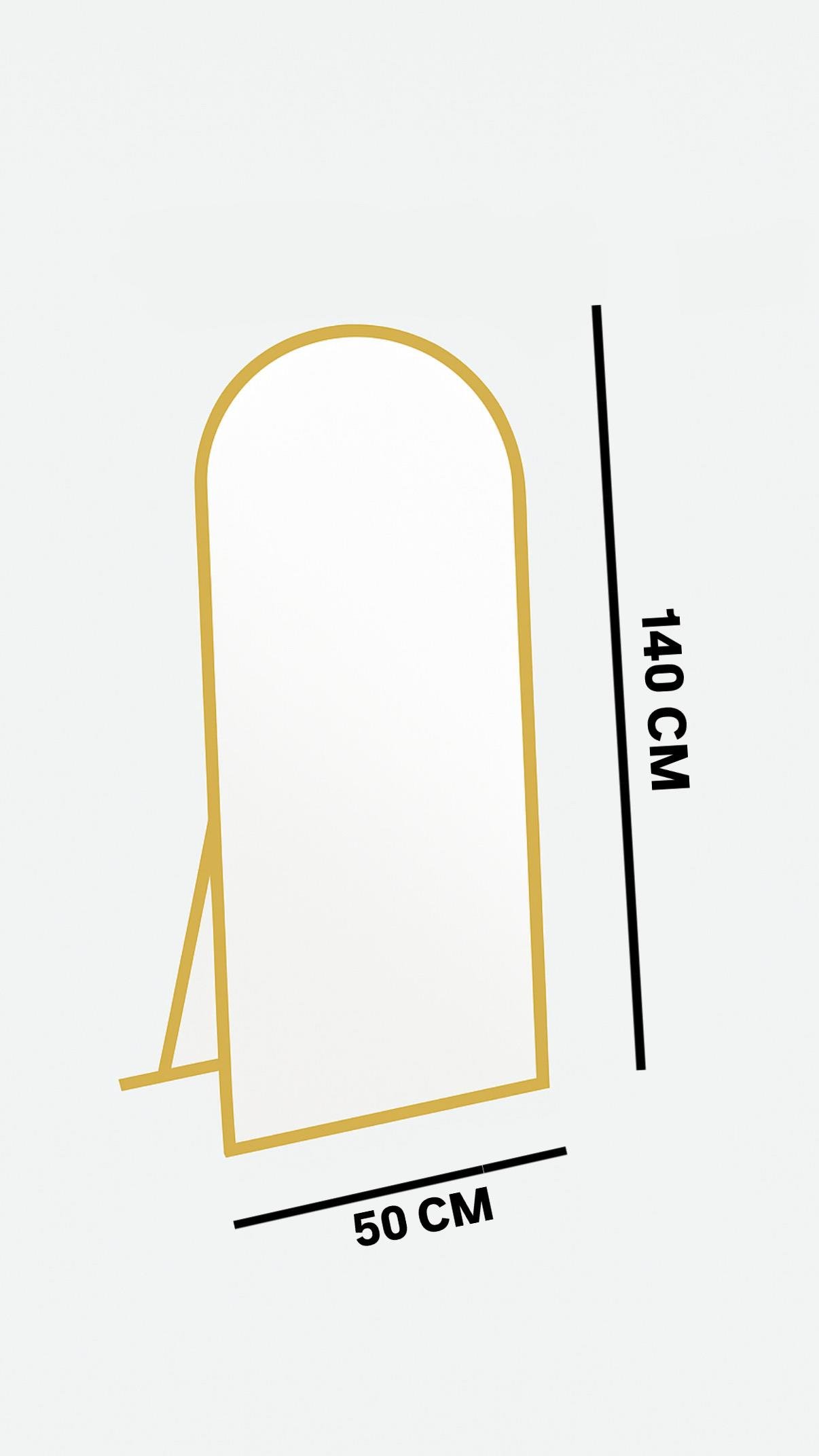 Gold Oval Formlu Ayaklı Boy Aynası (140x50)