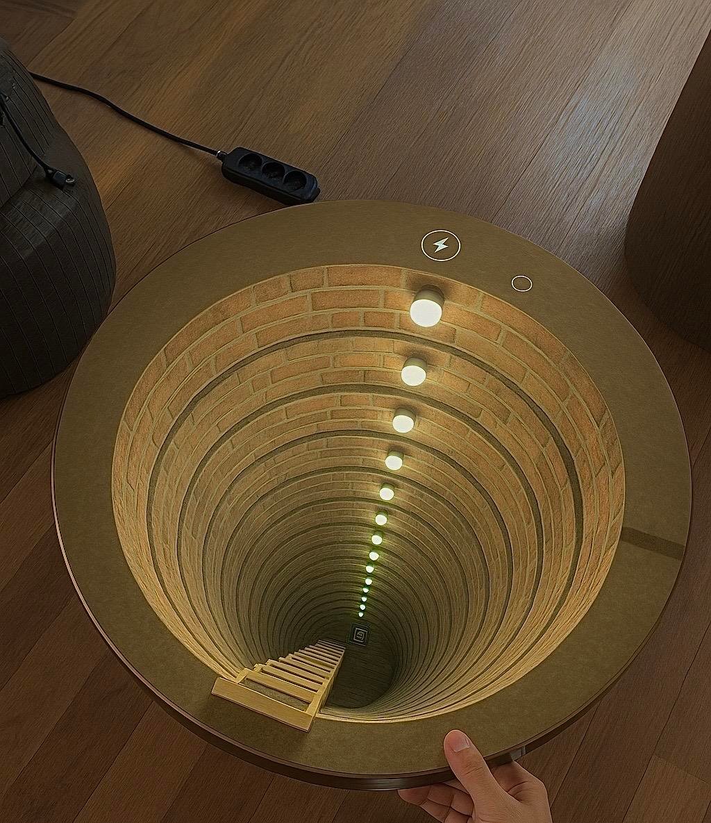 Kablosuz Şarj Özellikli Derin Kuyulu LED Işıklı Bluetooth Orta Sehpa (55x80 cm)