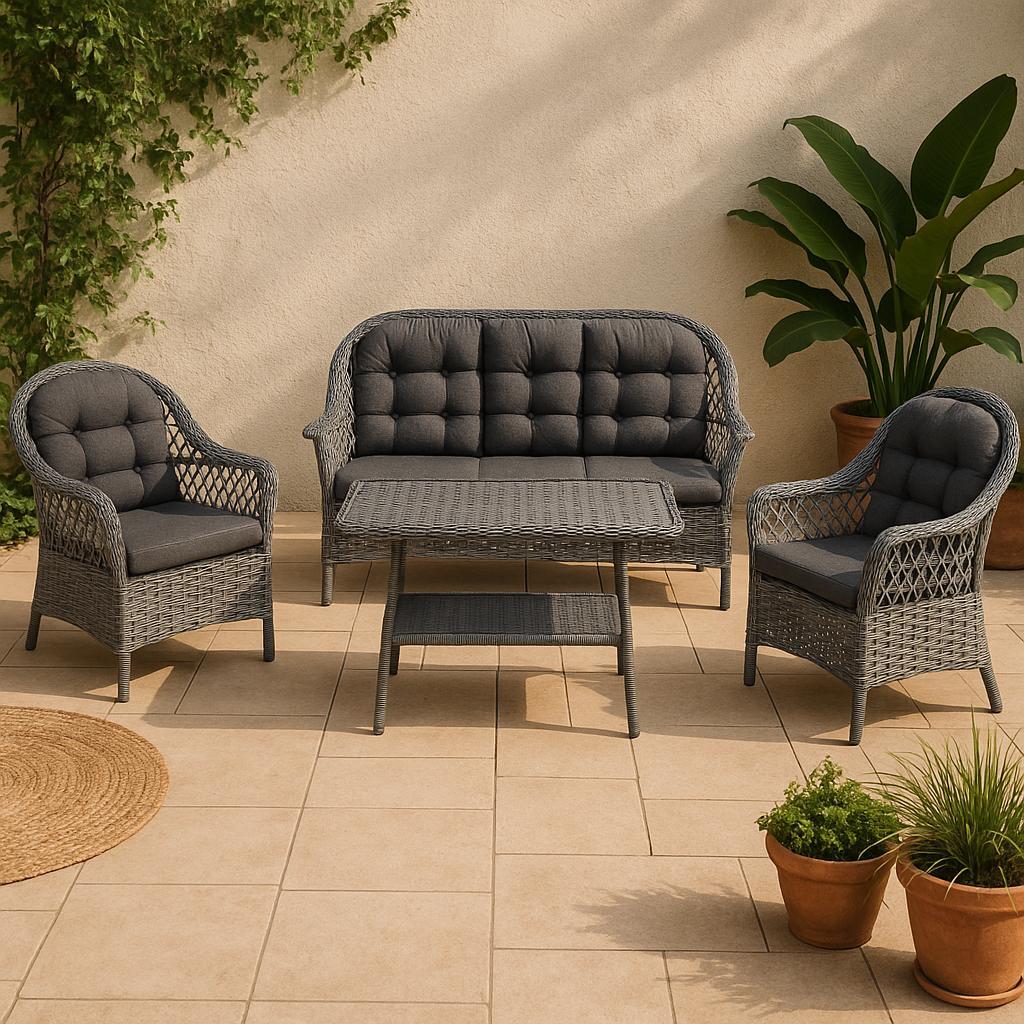 Orkide Rattan Bahçe Takımı 2+1+1 - Gri