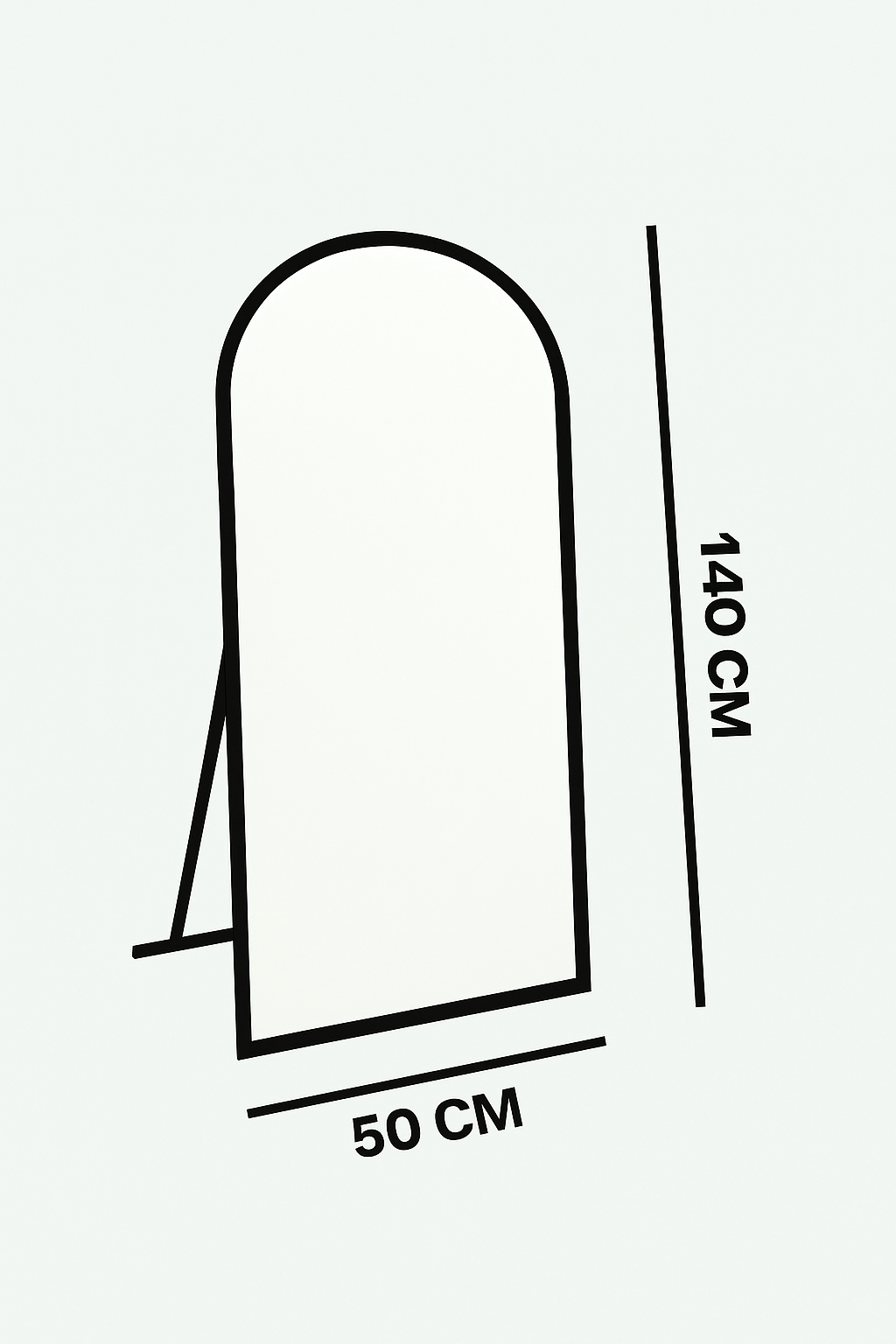 Siyah Oval Formlu Ayaklı Boy Aynası (140x50)