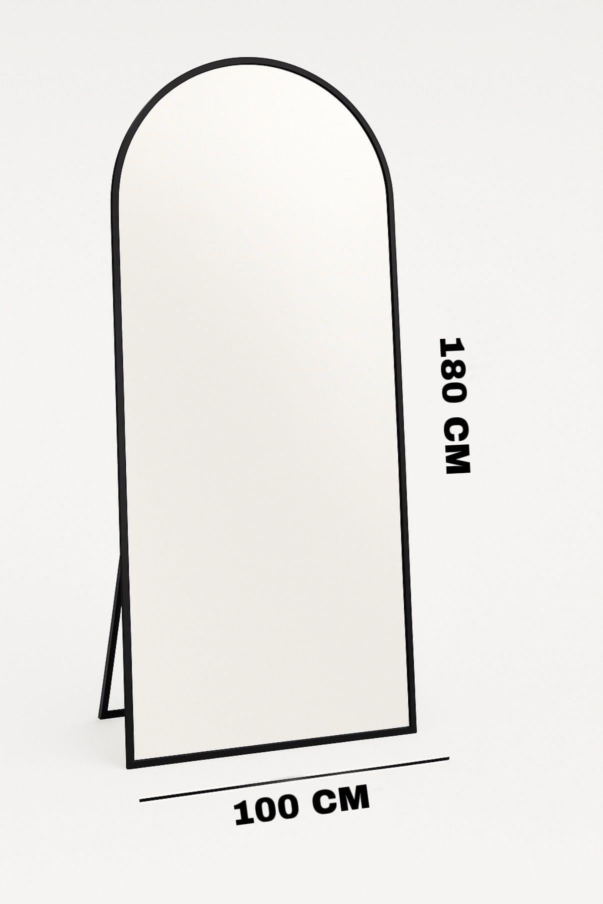 Siyah Oval Formlu Ayaklı Boy Aynası (180x100)