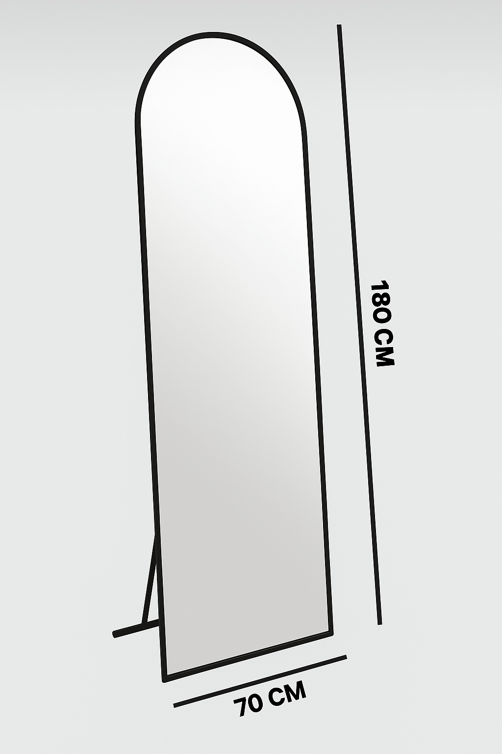 Siyah Oval Formlu Ayaklı Boy Aynası (180x70)