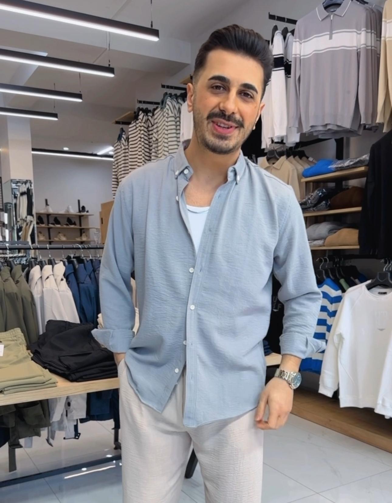 Airobin Kumaş Gömlek Gri