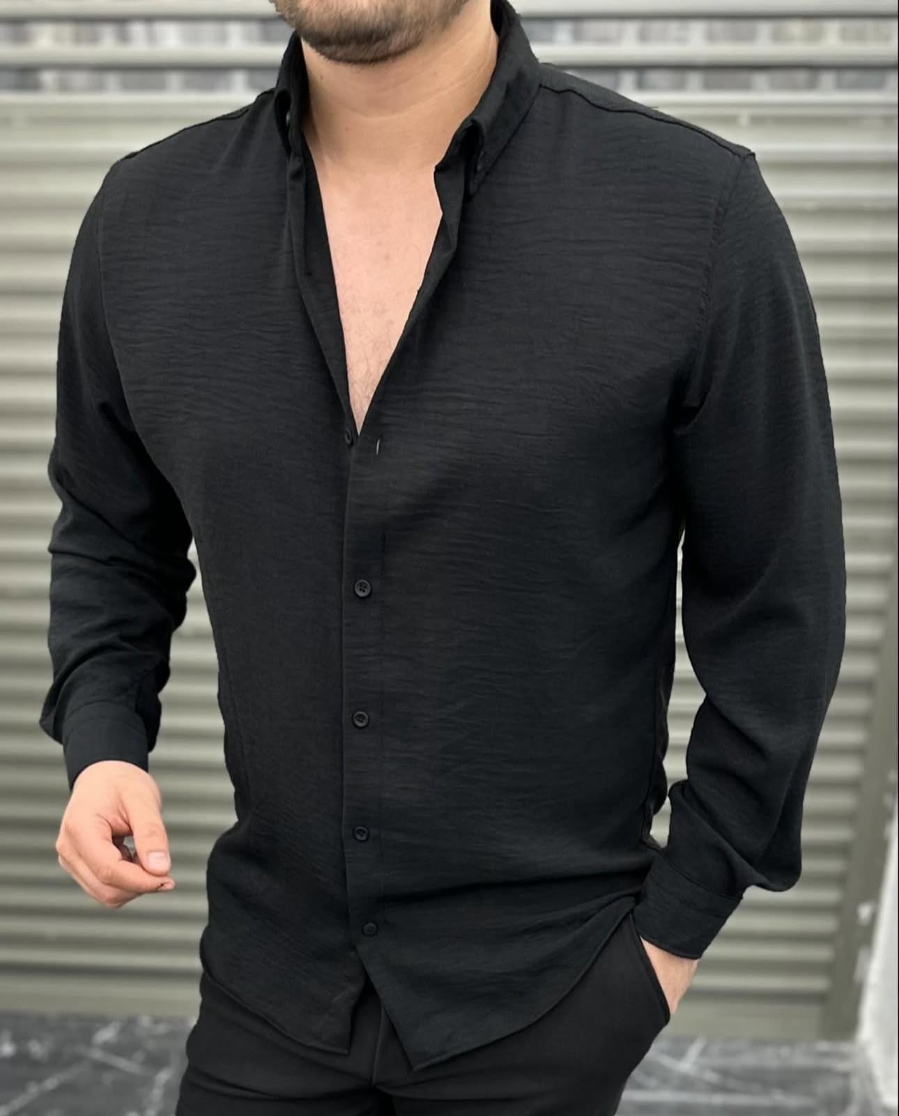 Airobin Kumaş Gömlek Siyah