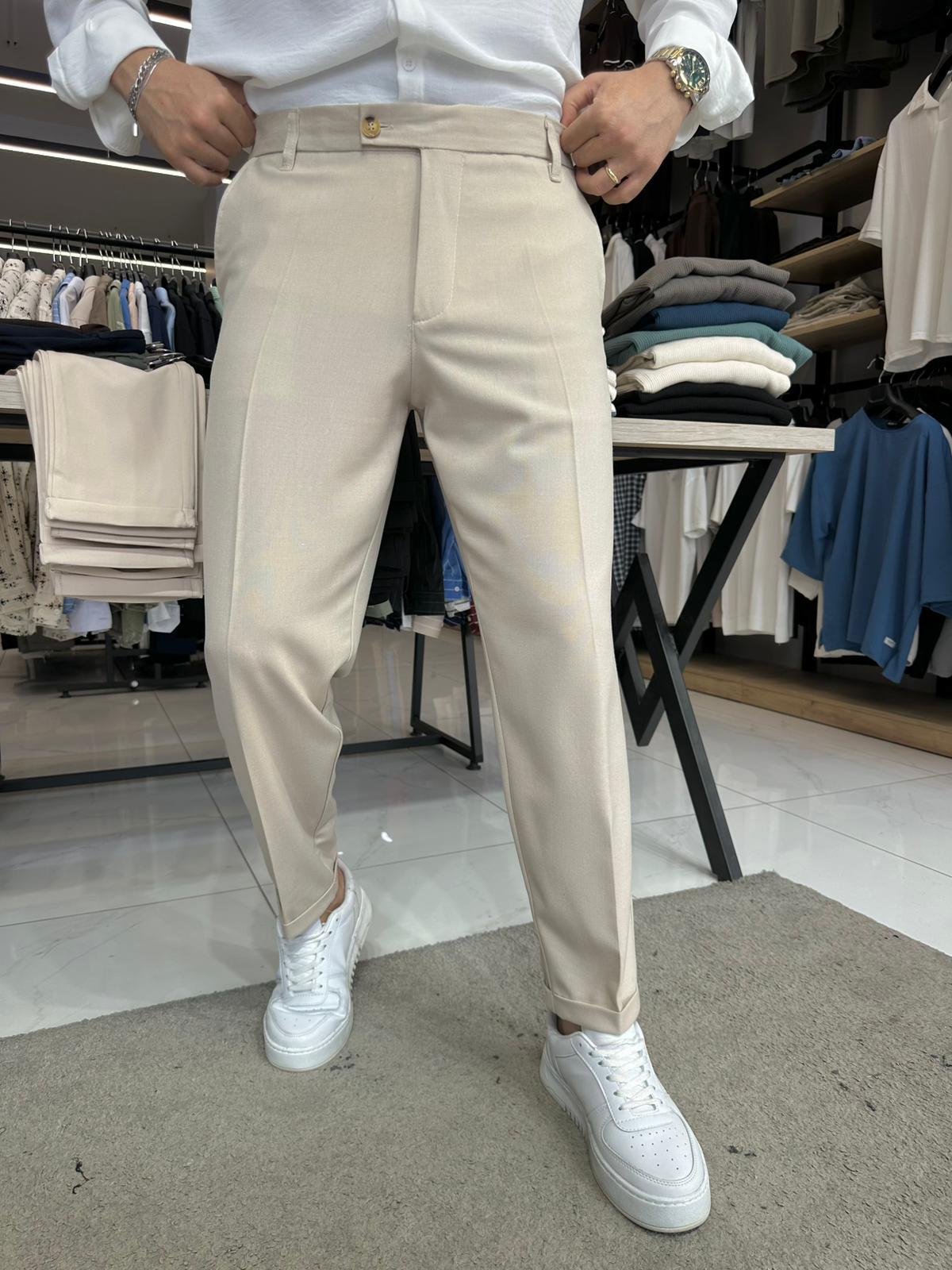Boyfriend Kumaş Pantolon Krem