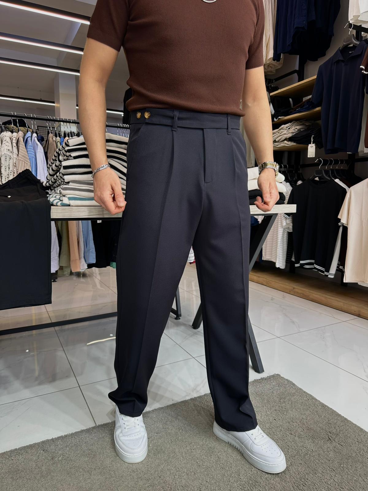 Çift Düğmeli Baggy Siyah