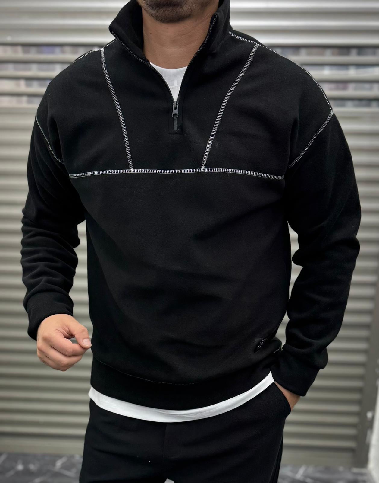 Dikişli Polar Siyah