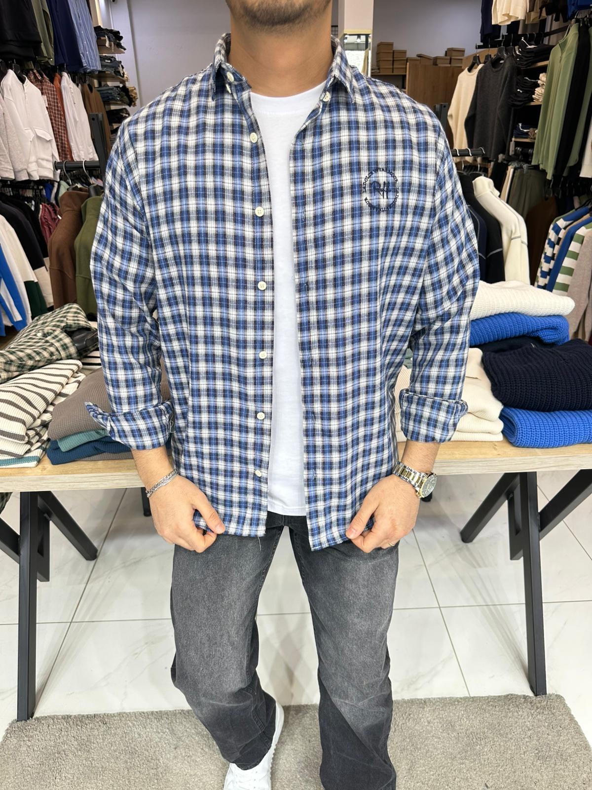 Ekoseli Gömlek Mavi