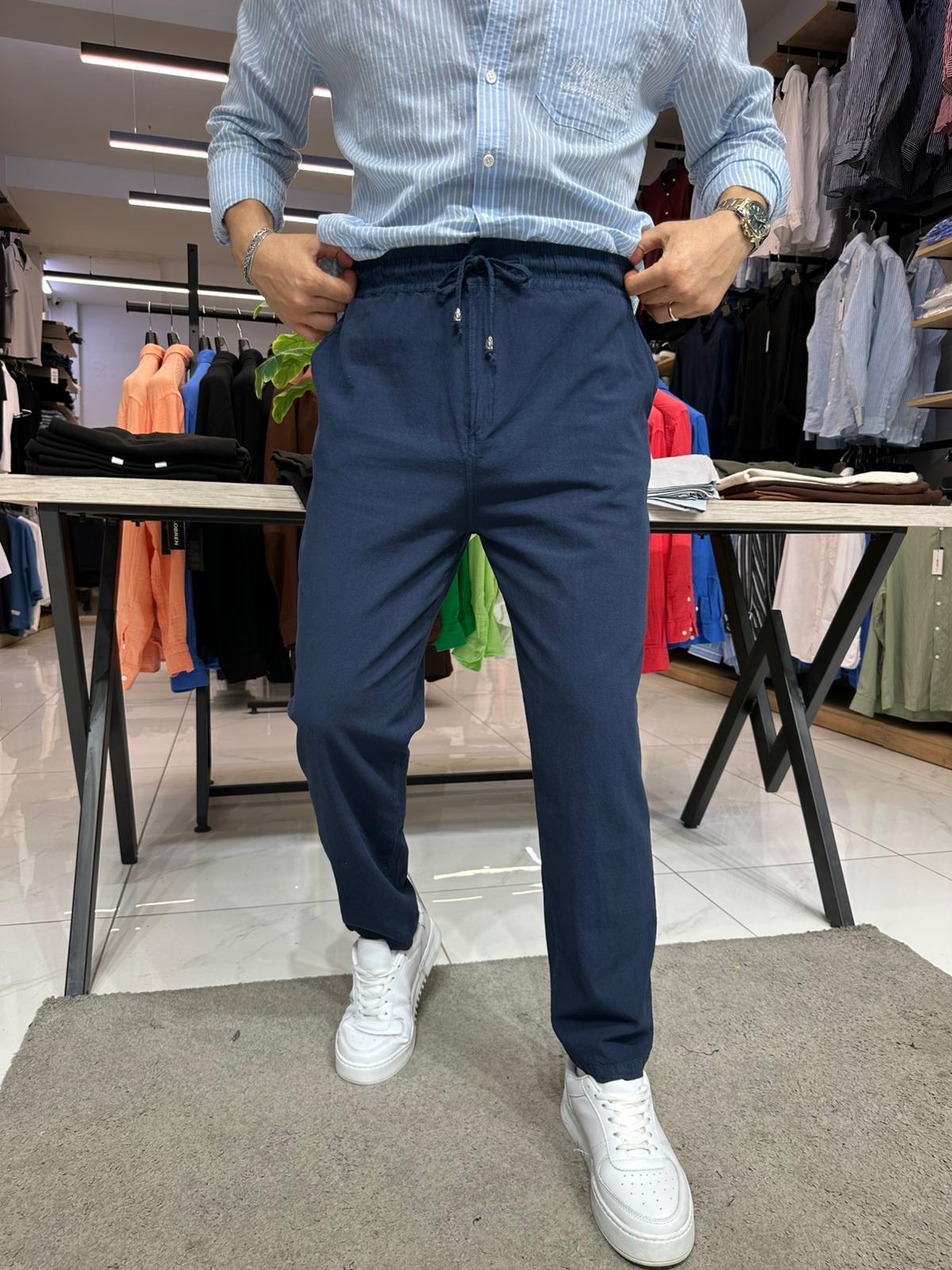 Keten Boyfriend Pantolon Lacivert