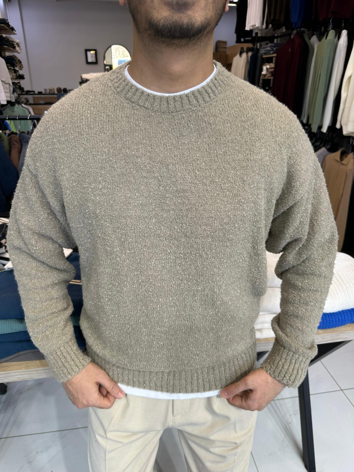 Kıvırcık Örme Kazak Krem