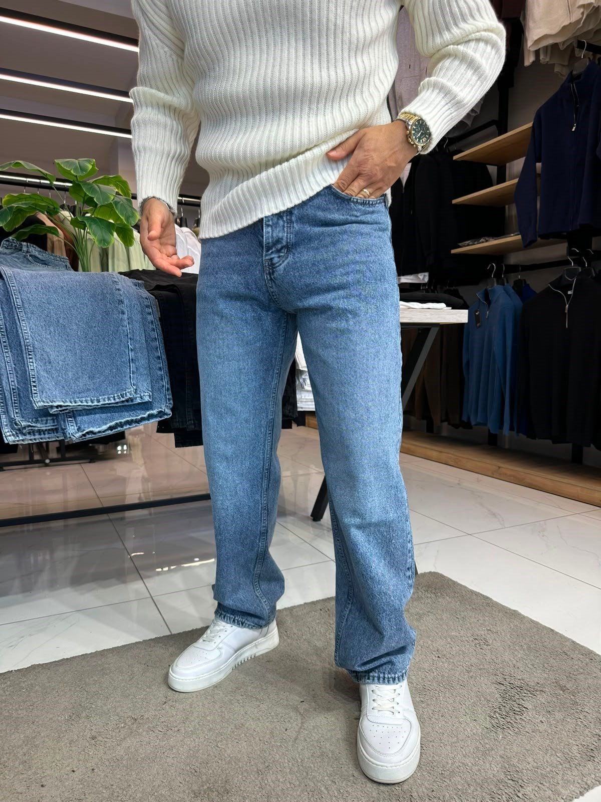 MAVİ RENK KOT BAGGY