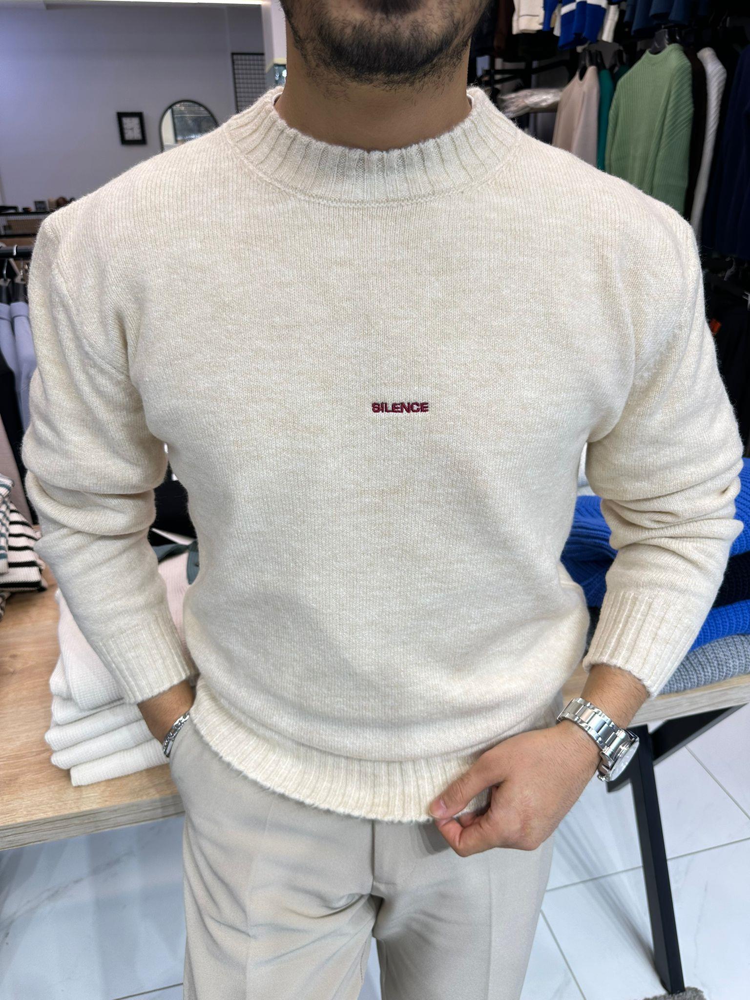 Nakışlı Kazak Krem