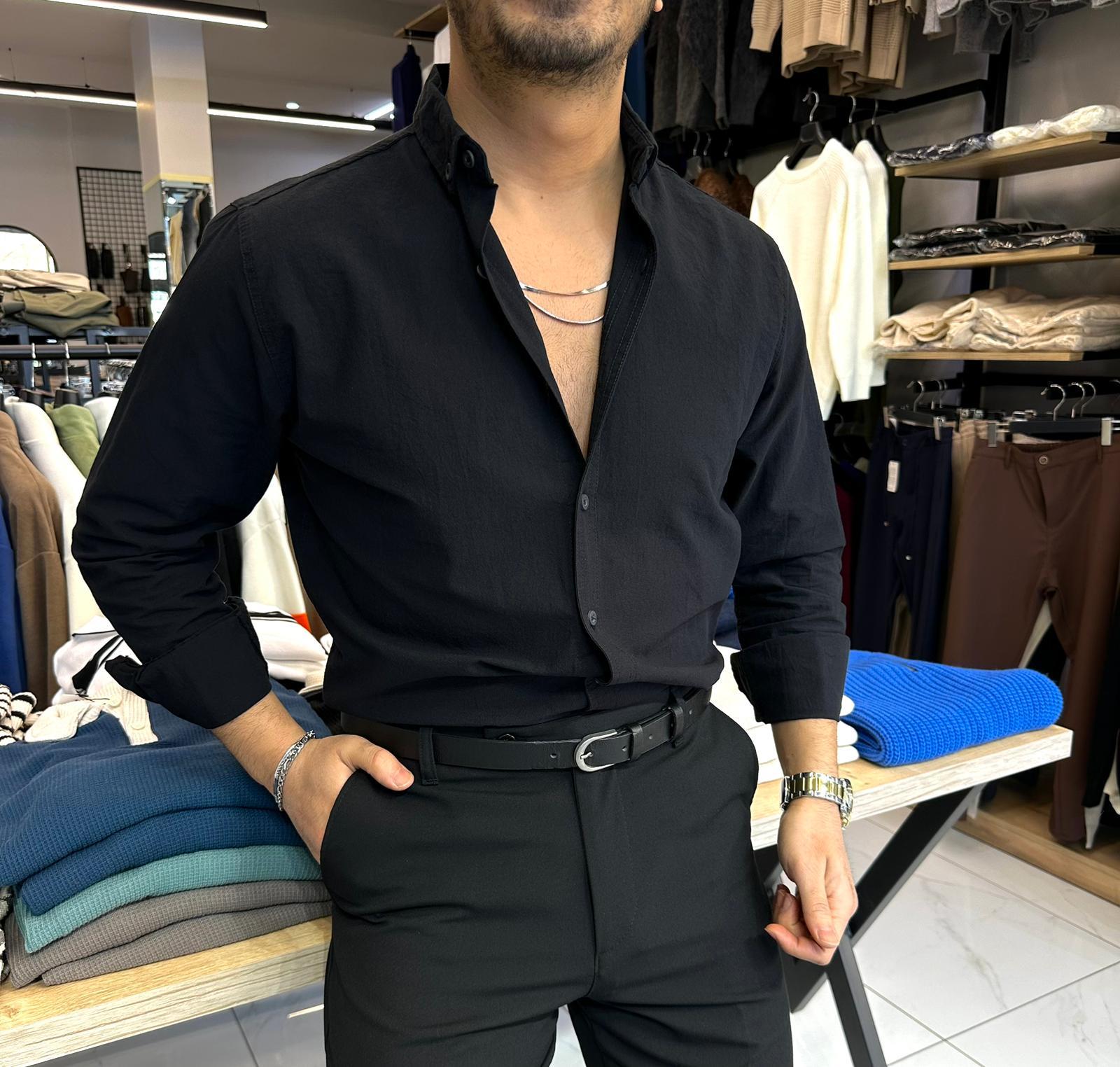 Pamuklu Gömlek Siyah