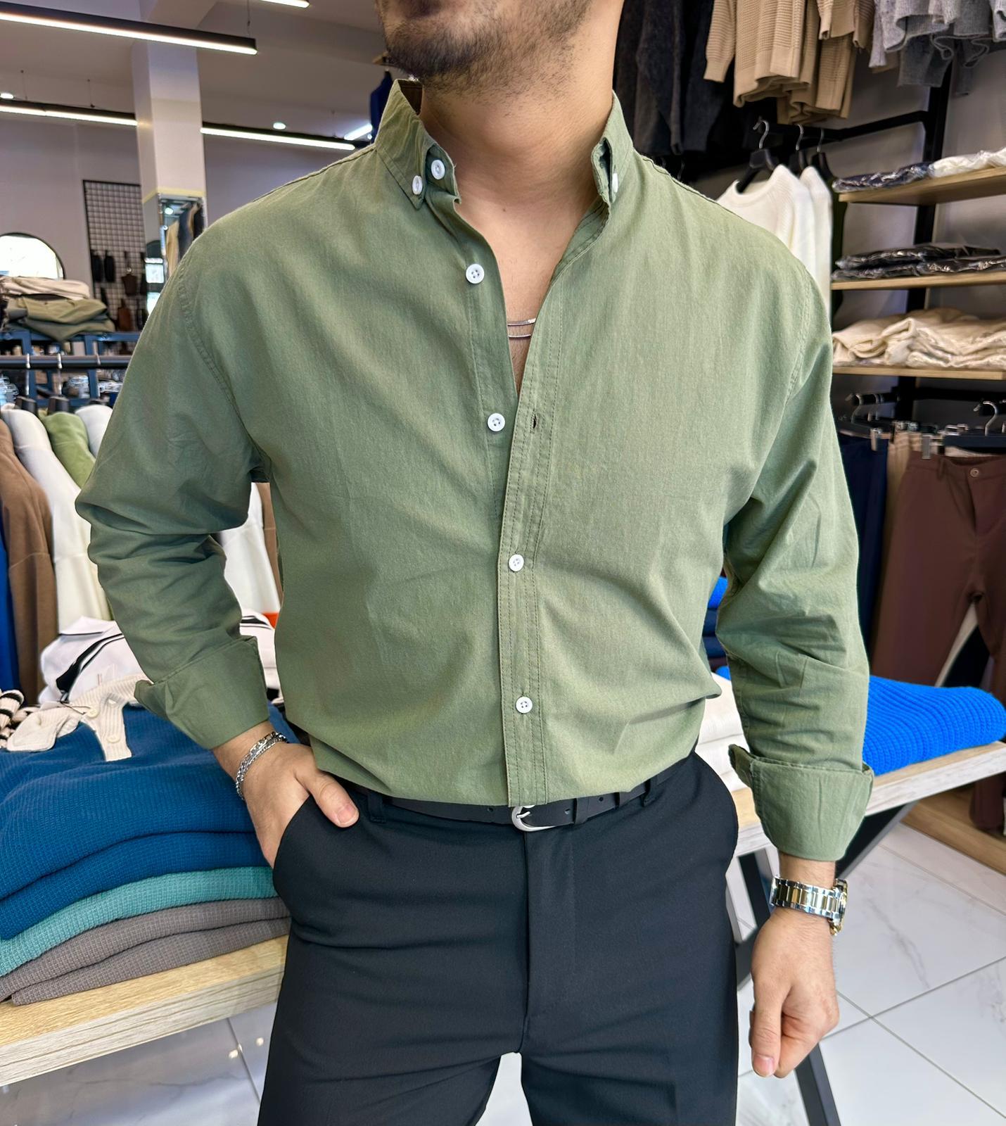 Pamuklu Gömlek Yeşil