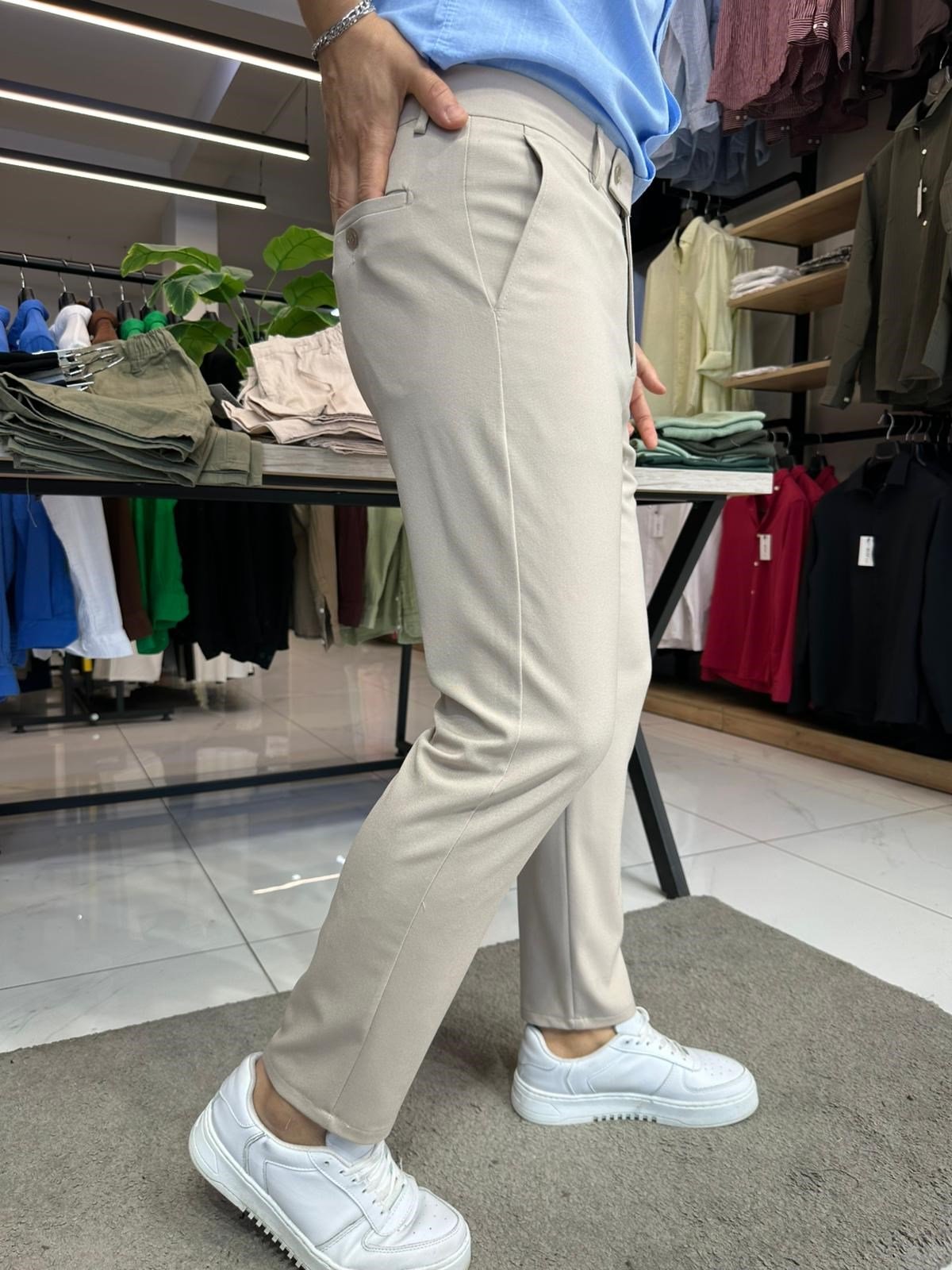 Slimfit Kumaş Pantolon Krem
