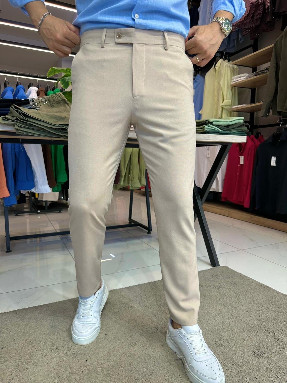 Slimfit Kumaş Pantolon Krem