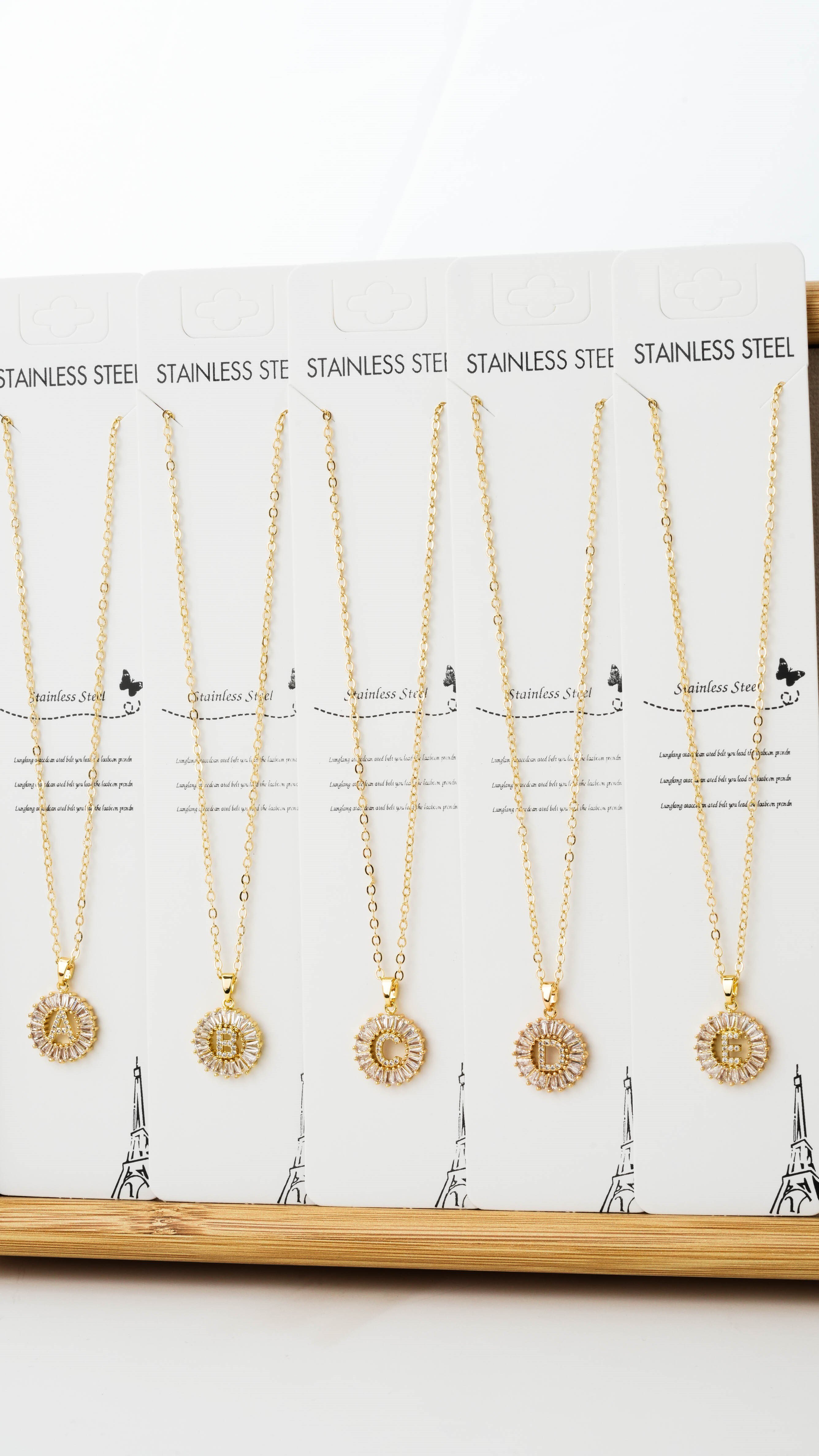 GOLD ÇELİK ZİRKON TAŞLI HARF KOLYE
