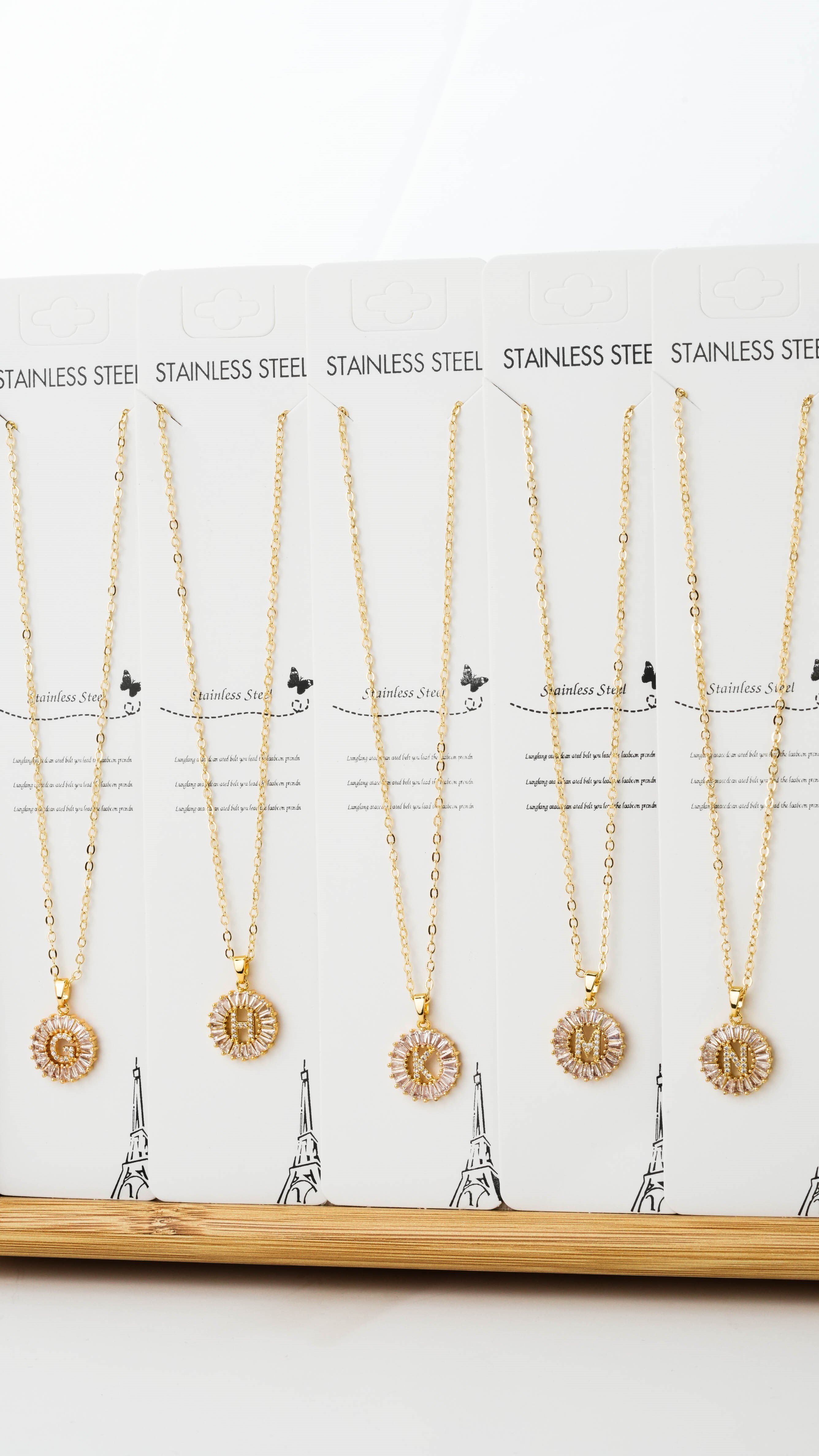 GOLD ÇELİK ZİRKON TAŞLI HARF KOLYE
