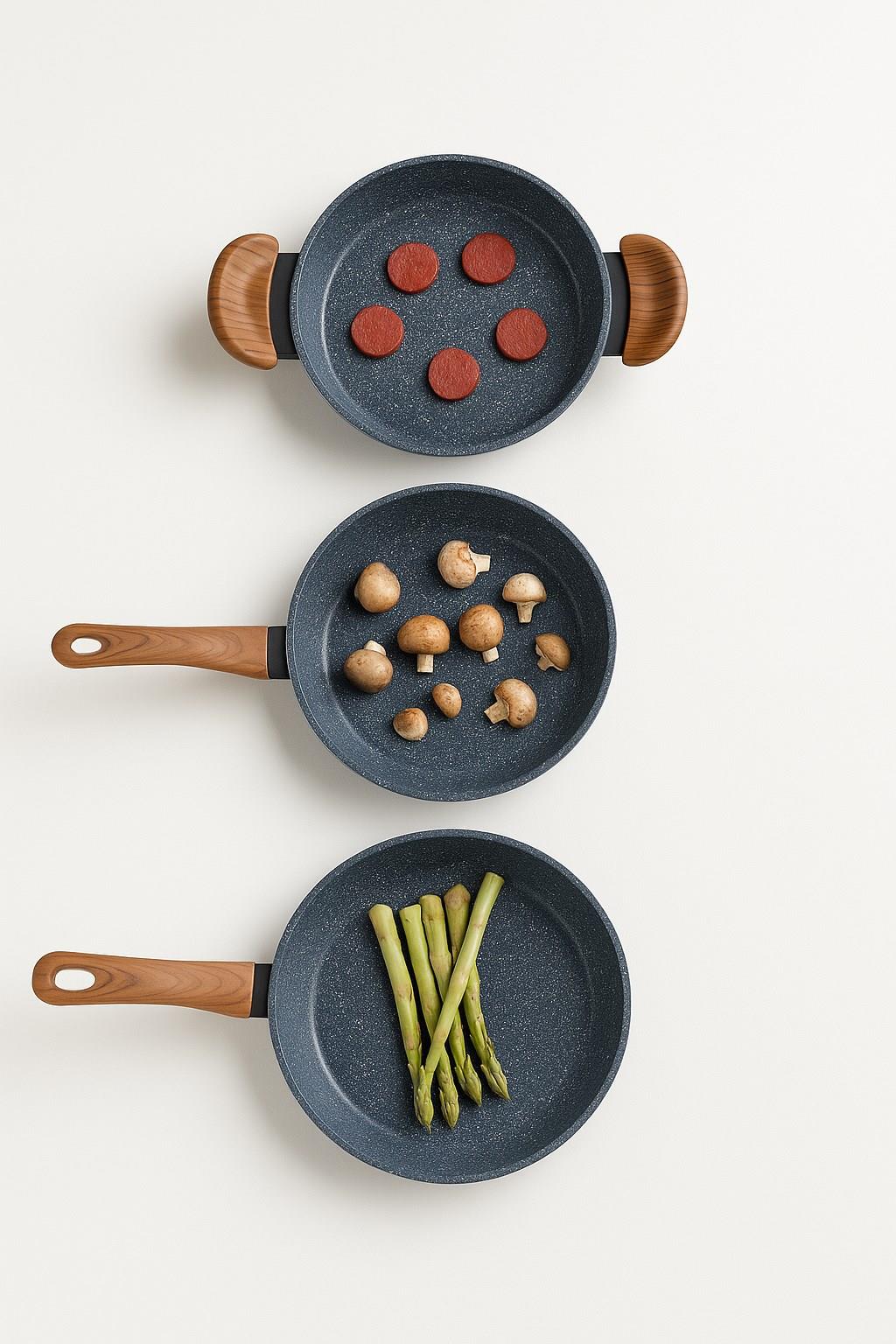 Alpha Bio Granit  3'lü Tava Sahan Set  20cm Sahan-24-28 cm