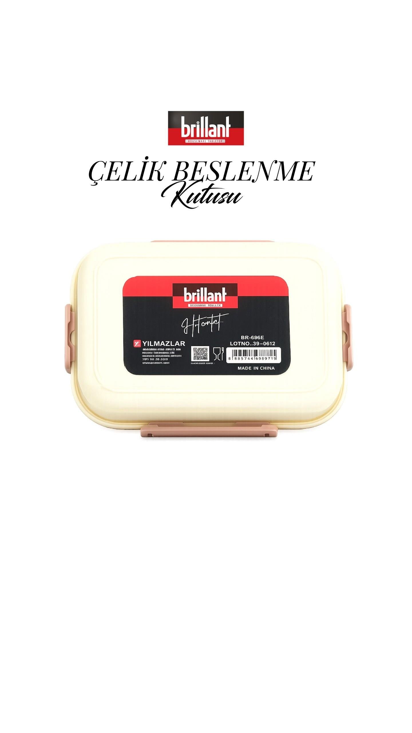 BRİLLANT 2 Bölmeli Paslanmaz Çelik Lunch Box BR-6669 23x16x8cm 