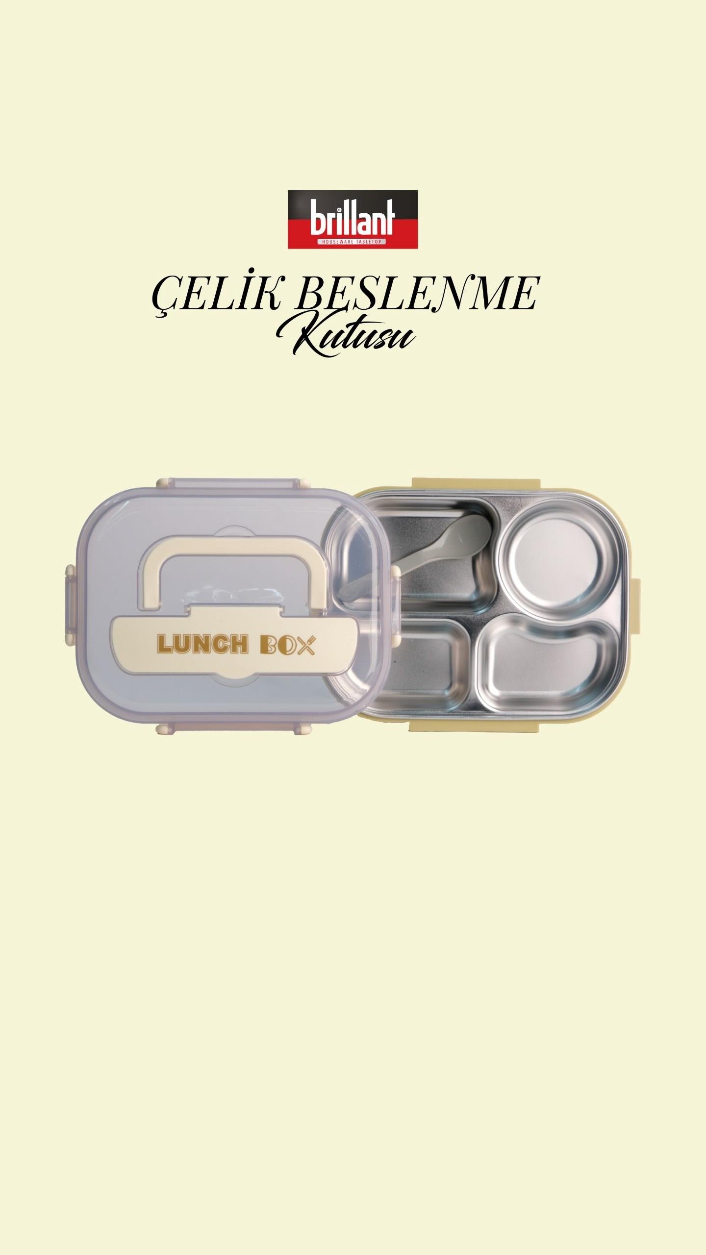 BRİLLANT 4 Bölmeli Paslanmaz Çelik Lunch Box BR-6667  24x17x7