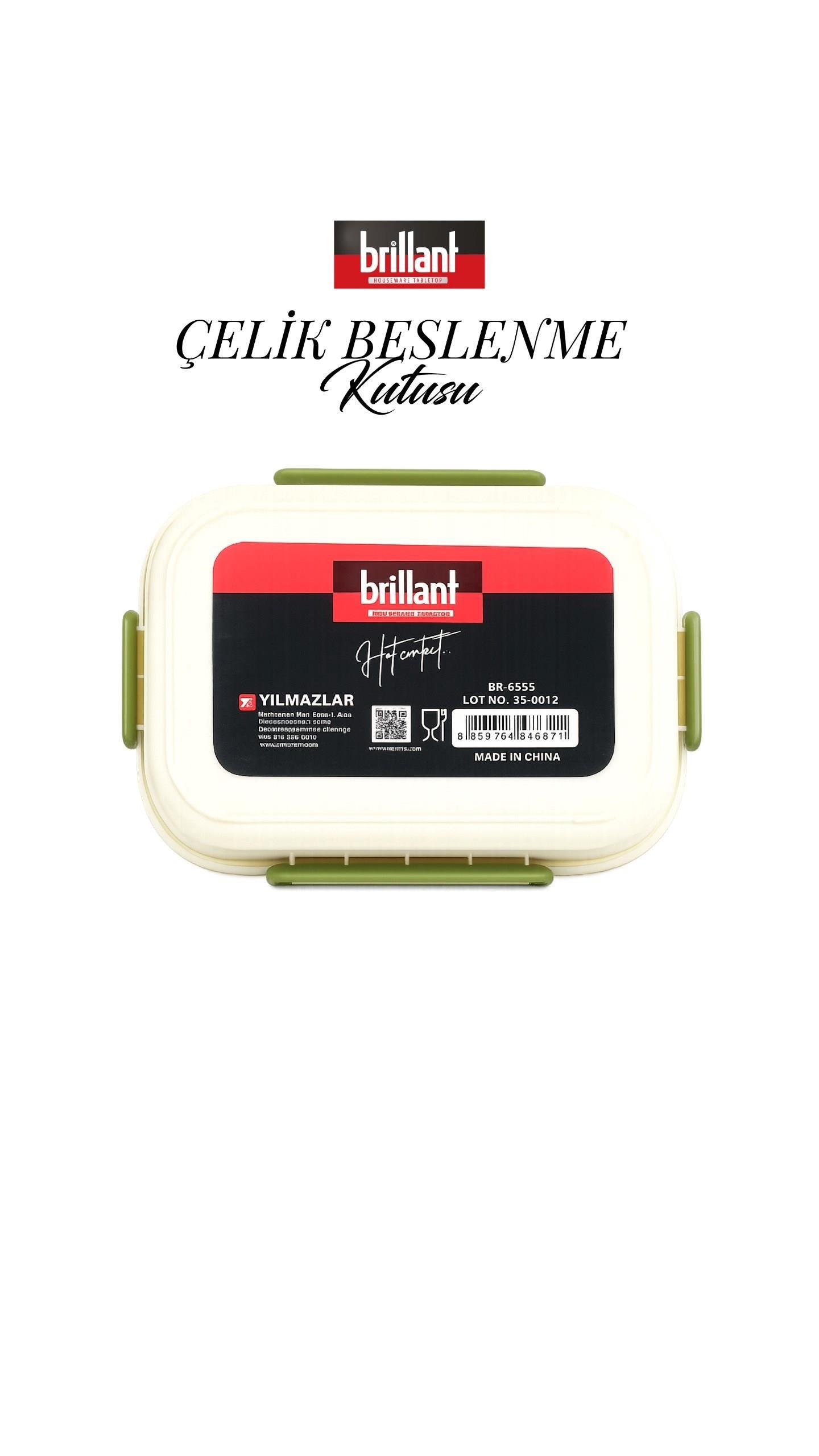 BRİLLANT 4 Bölmeli Paslanmaz Çelik Lunch Box BR-6673 26x20x7,5cm 