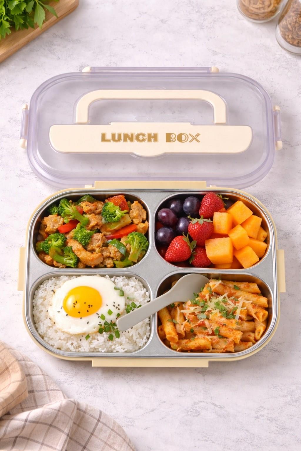 BRİLLANT 4 Bölmeli Paslanmaz Çelik Lunch Box BR-6667  24x17x7