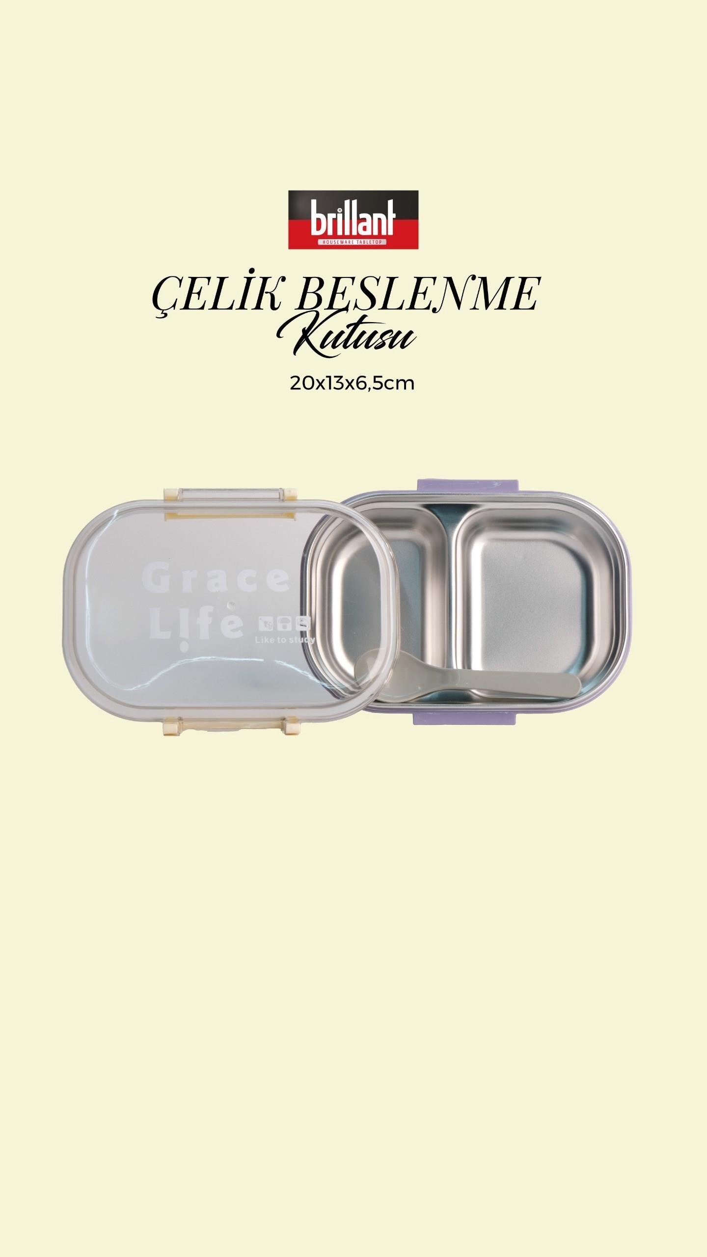 BRİLLANT Grace Life 2 Bölmeli Lunch Box BR-6672 20x13x6,5cm 
