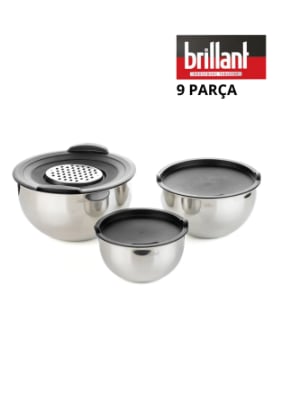 BRİLLANT KARIŞTIRMA KABI CLK-KK-6195 ACUBENS 3LÜ RENDELİ ÇELİK x6