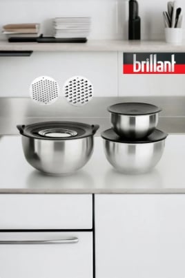 BRİLLANT KARIŞTIRMA KABI CLK-KK-6195 ACUBENS 3LÜ RENDELİ ÇELİK x6