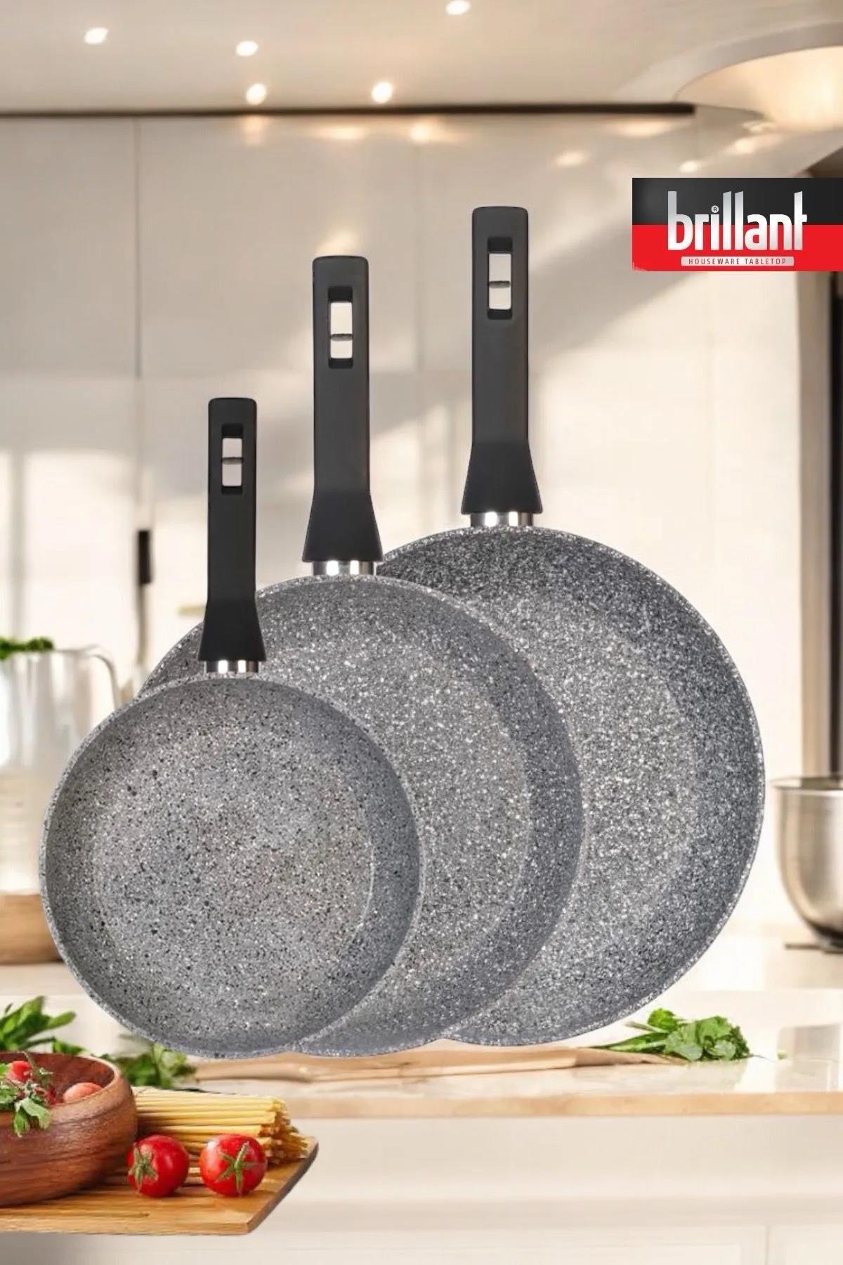 BRİLLANT TAVA SETİ EZM-TV-6293 PETRA 20-24-28cm GRİ x4