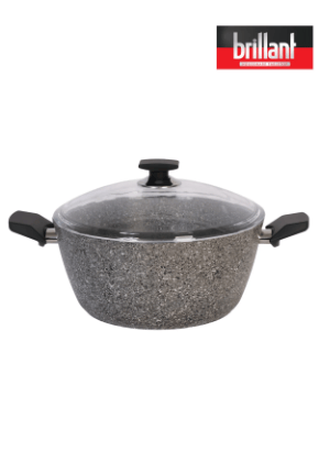 BRİLLANT TENCERE EZM-TN-6264 PETRA DERİN 28cm GRİ x4