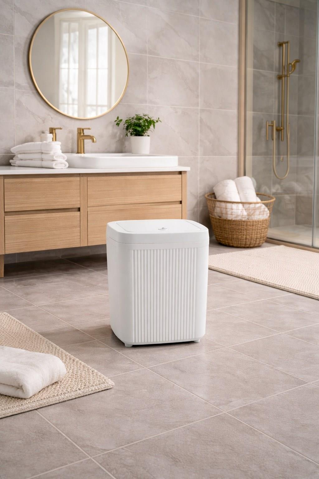 Decorev Banyo Kovası  5 Lt Kare Click Kapaklı Beyaz