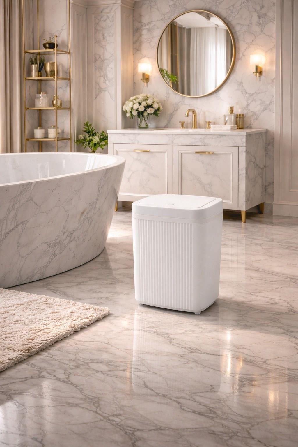 Decorev Banyo Kovası  5 Lt Kare Click Kapaklı Beyaz