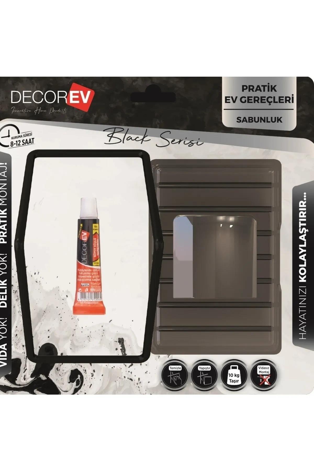 DECOREV SABUNLUK DC-5063 SİYAH PLASTİK HAZNE 