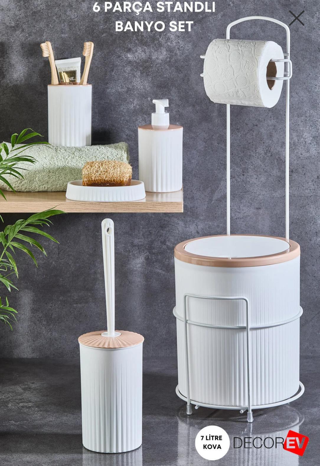 DECOREV STANDLI WC - BANYO SETİ DC-6348 VEST 5Prc BEYAZ x1