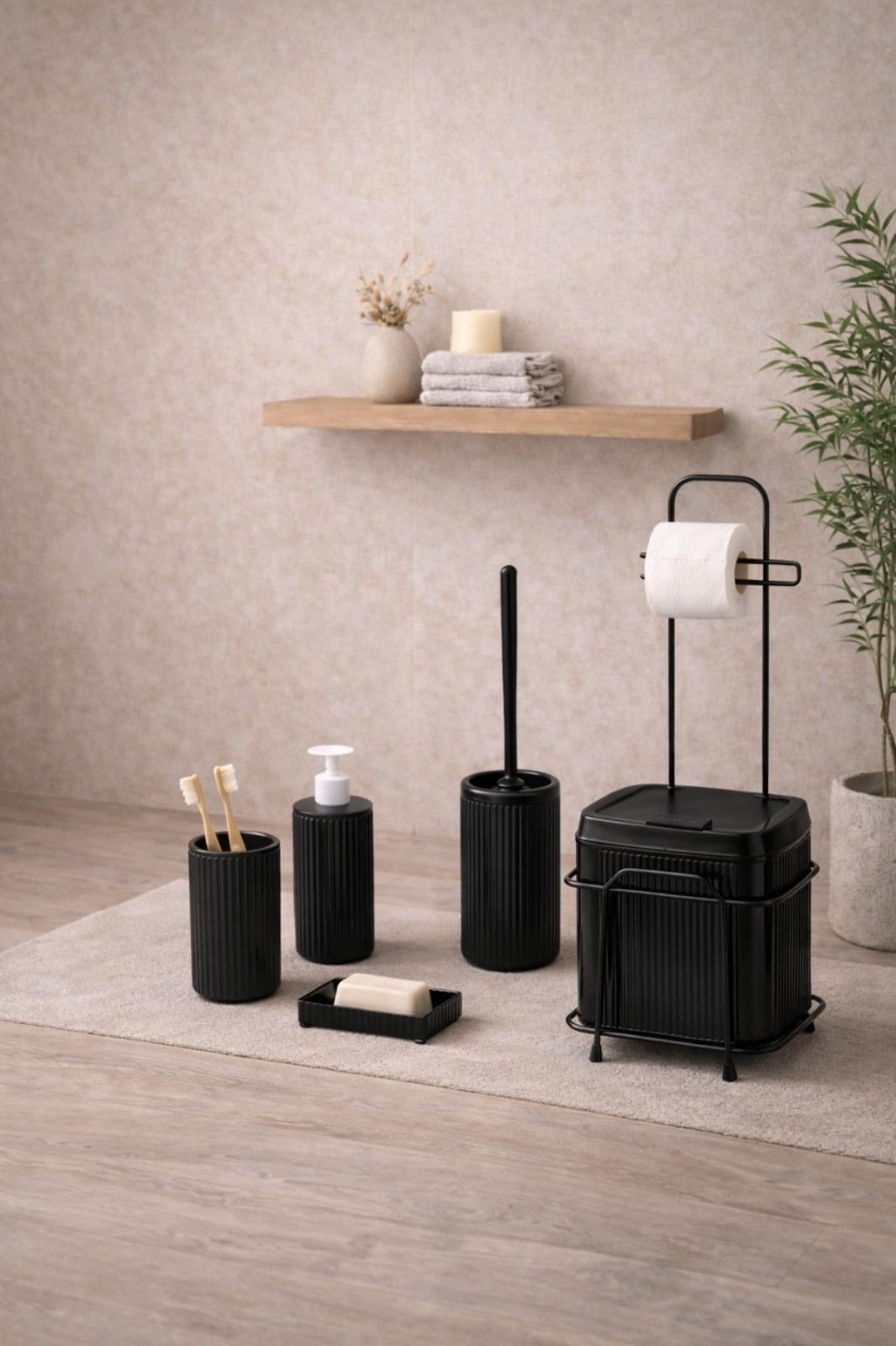 DECOREV STANDLI WC - BANYO SETİ DC-6361 FYD 5Prc SİYAH 