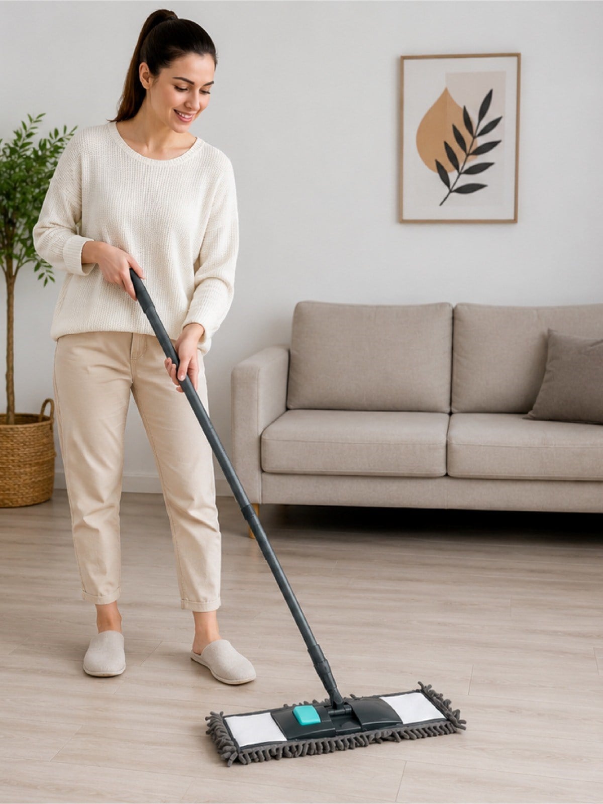 Mikrofiber Paspas Makarna Mop Seti  Saplı Toz ve Islak Zemin Temizleme AparatıVICHY-7027 40CM 