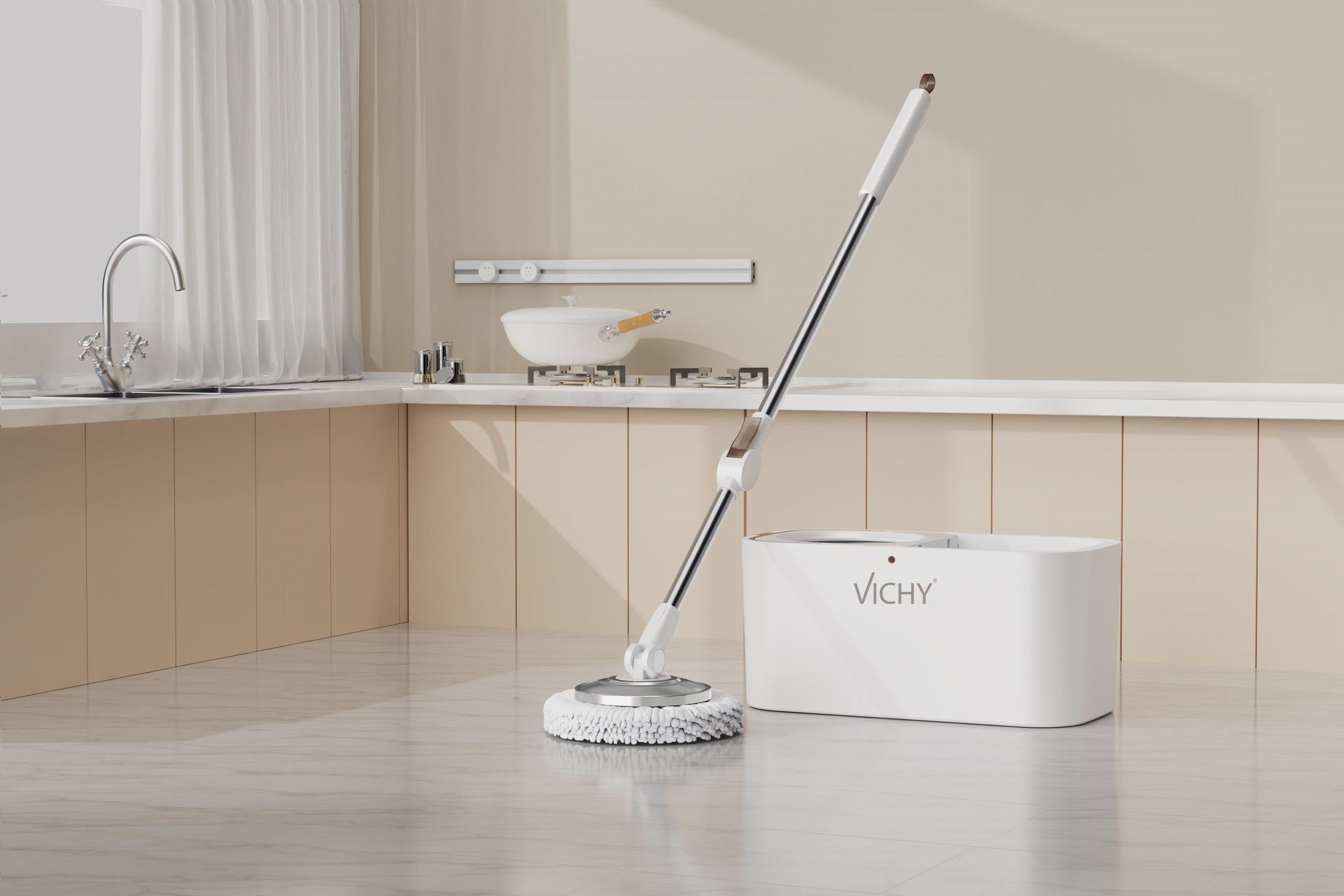 VICHY 360° Döner Mop Temizlik Seti Kolay Sıkma Kova, Mikrofiber Mop (Yedek Mop Hediyeli) VCH-6677 X6