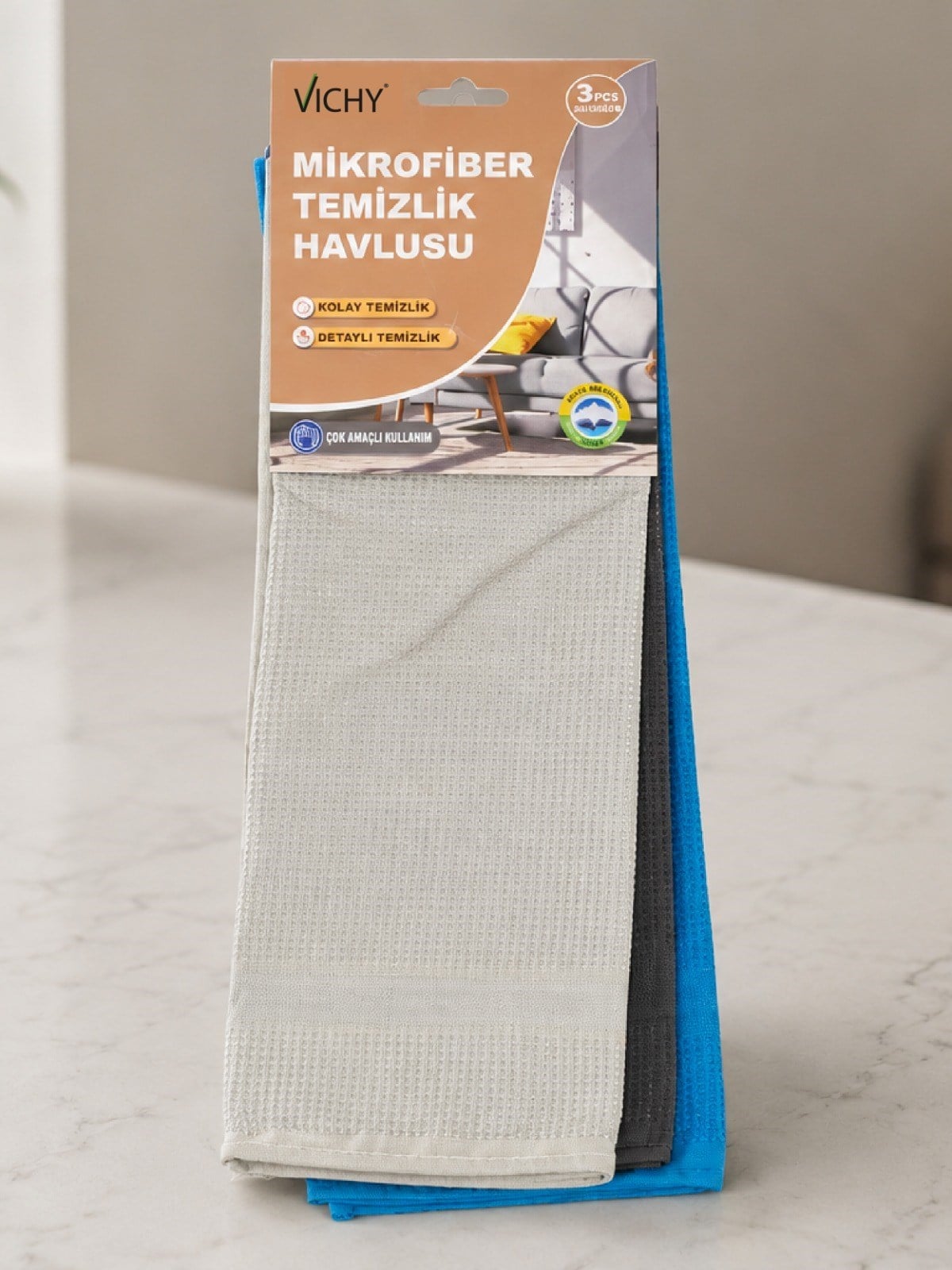 VICHY TEMİZLİK HAVLUSU VICHY-7030  M.FİİBER 3LÜ SET 